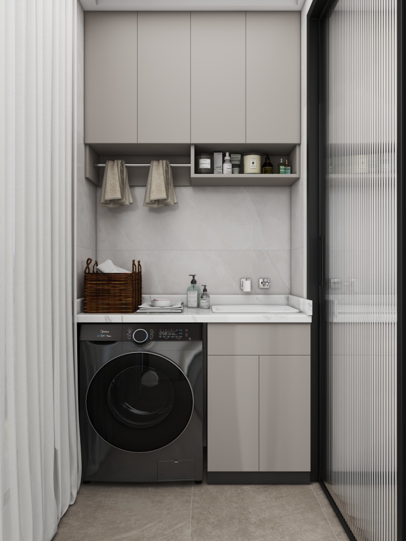 Modern Gray and White Laundry Room Design