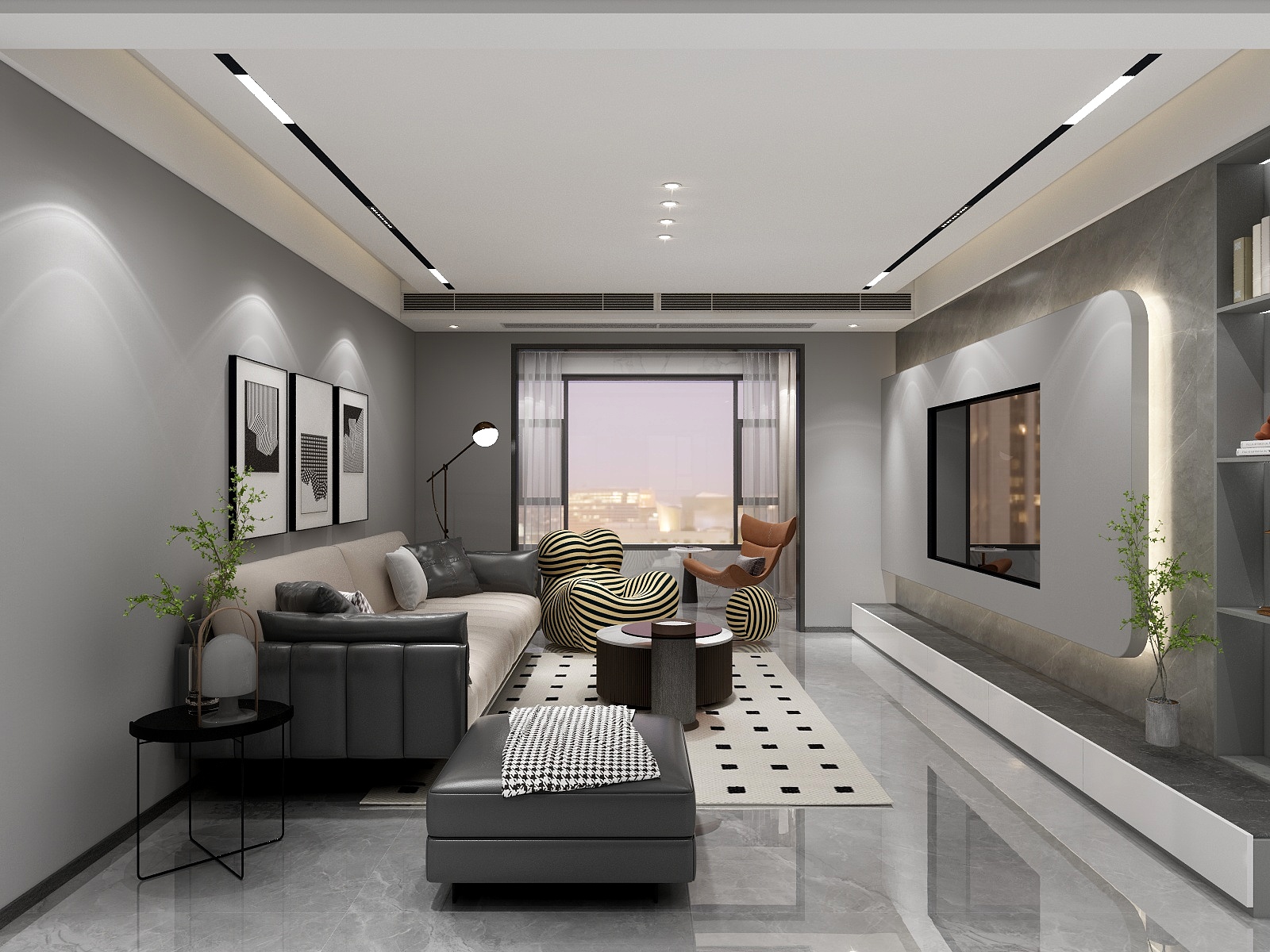 湛智华-现代轻奢黑白灰117平3房 金湖星郡装修效果图