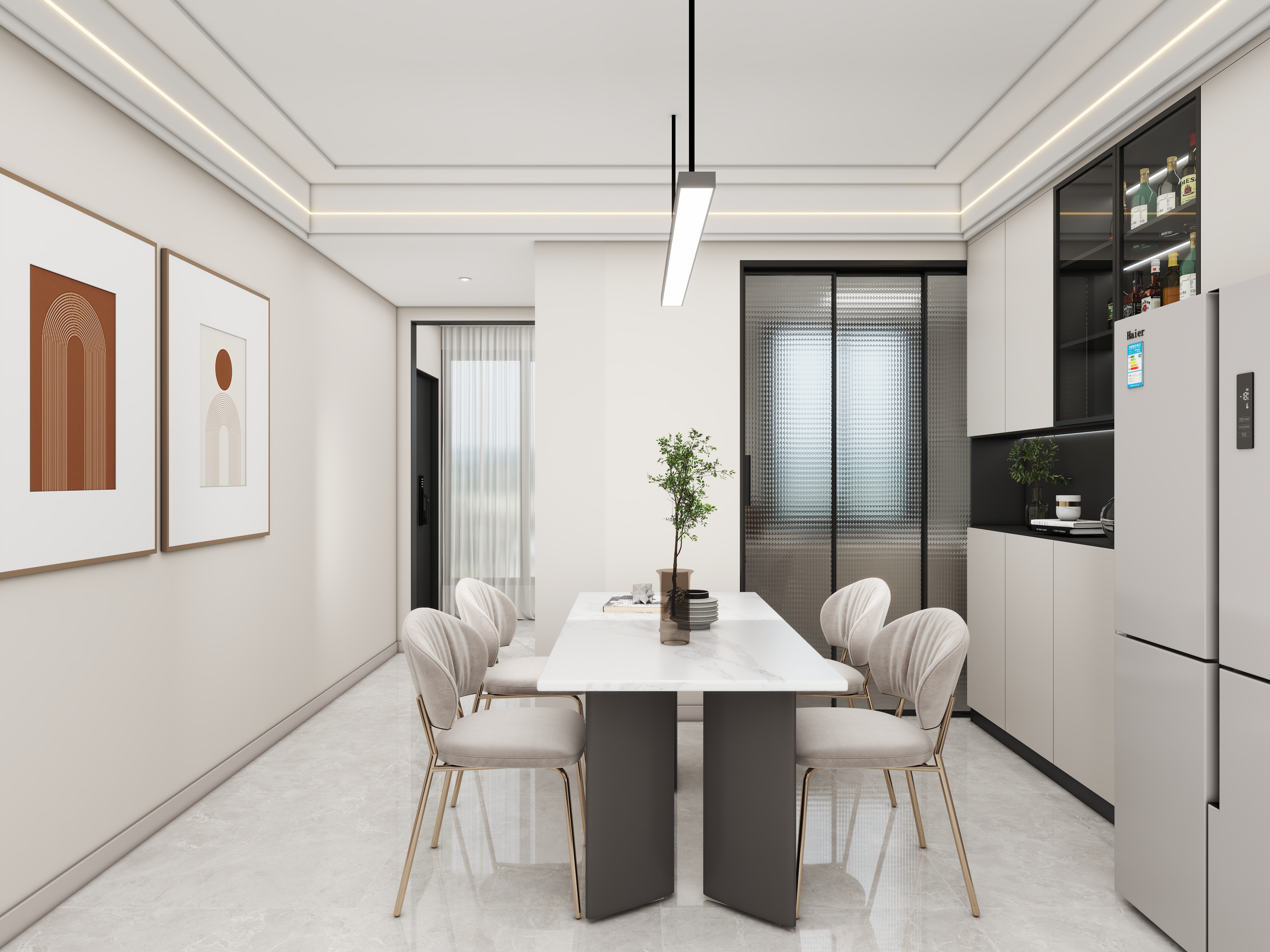 壹诺设计工作室-107㎡3室-现代简约装修效果图