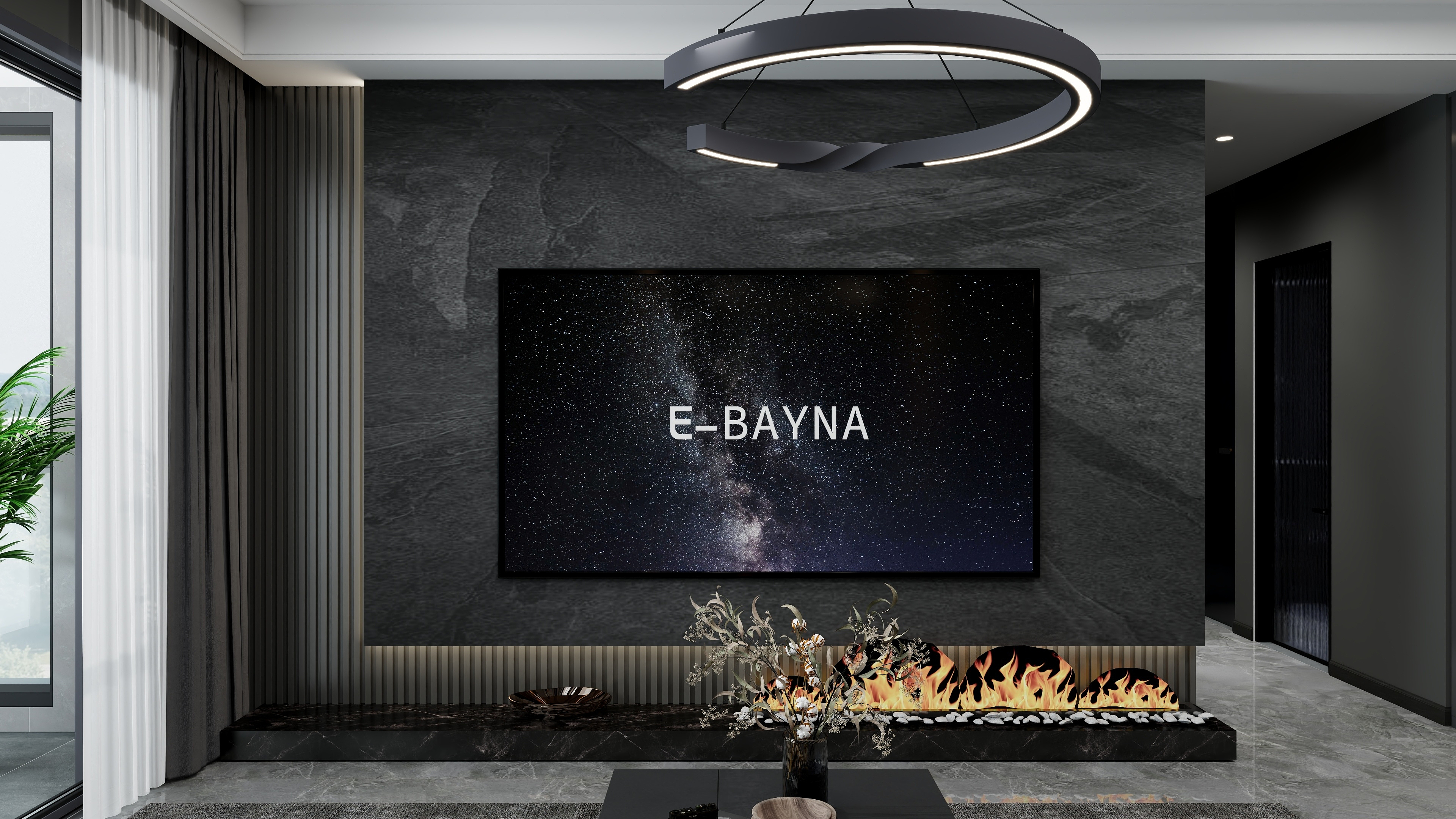 艺雅丽-110平现代简约 一层客餐厅装修效果图第1张