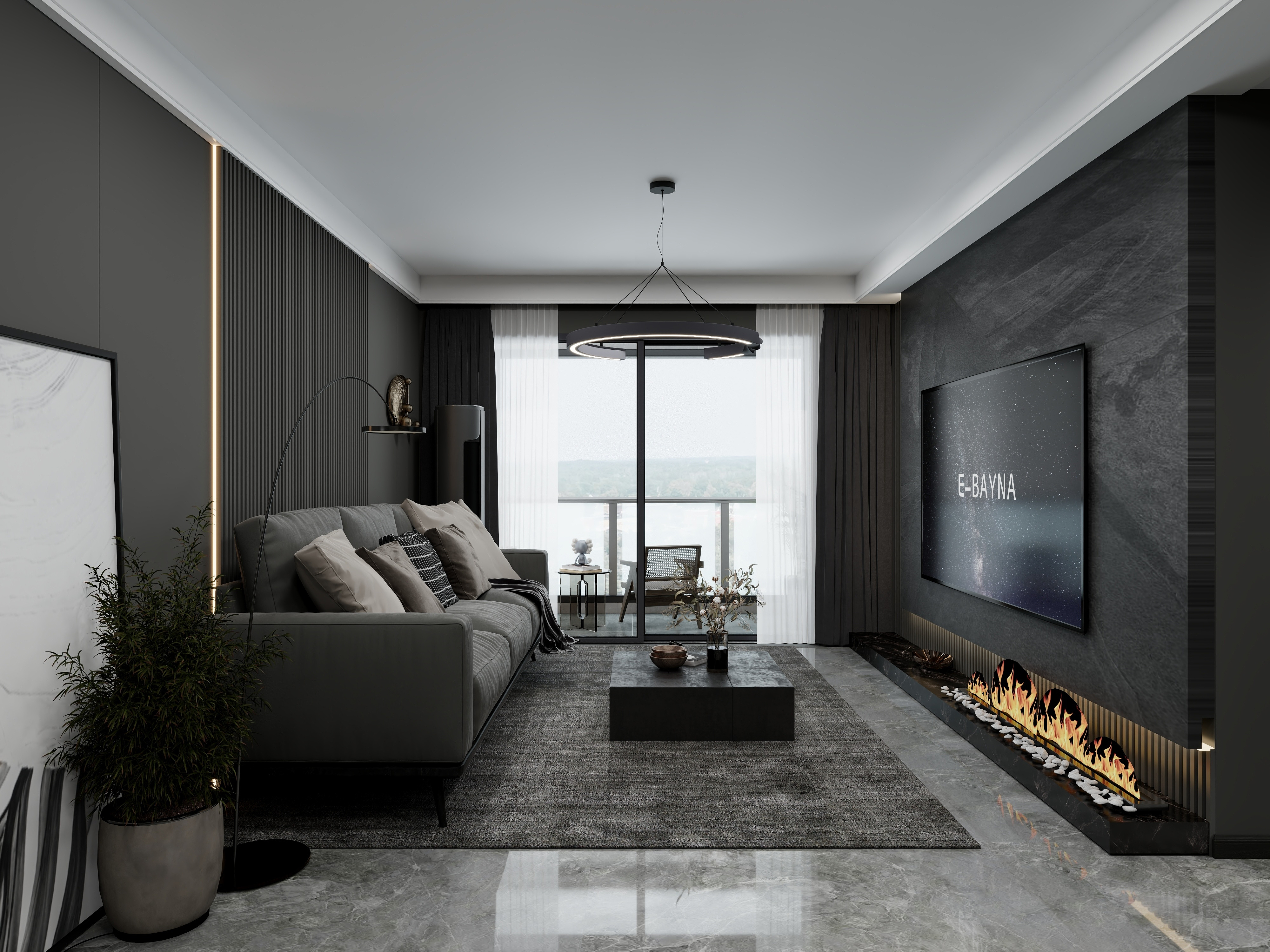 艺雅丽-110平现代简约 一层客餐厅装修效果图第4张