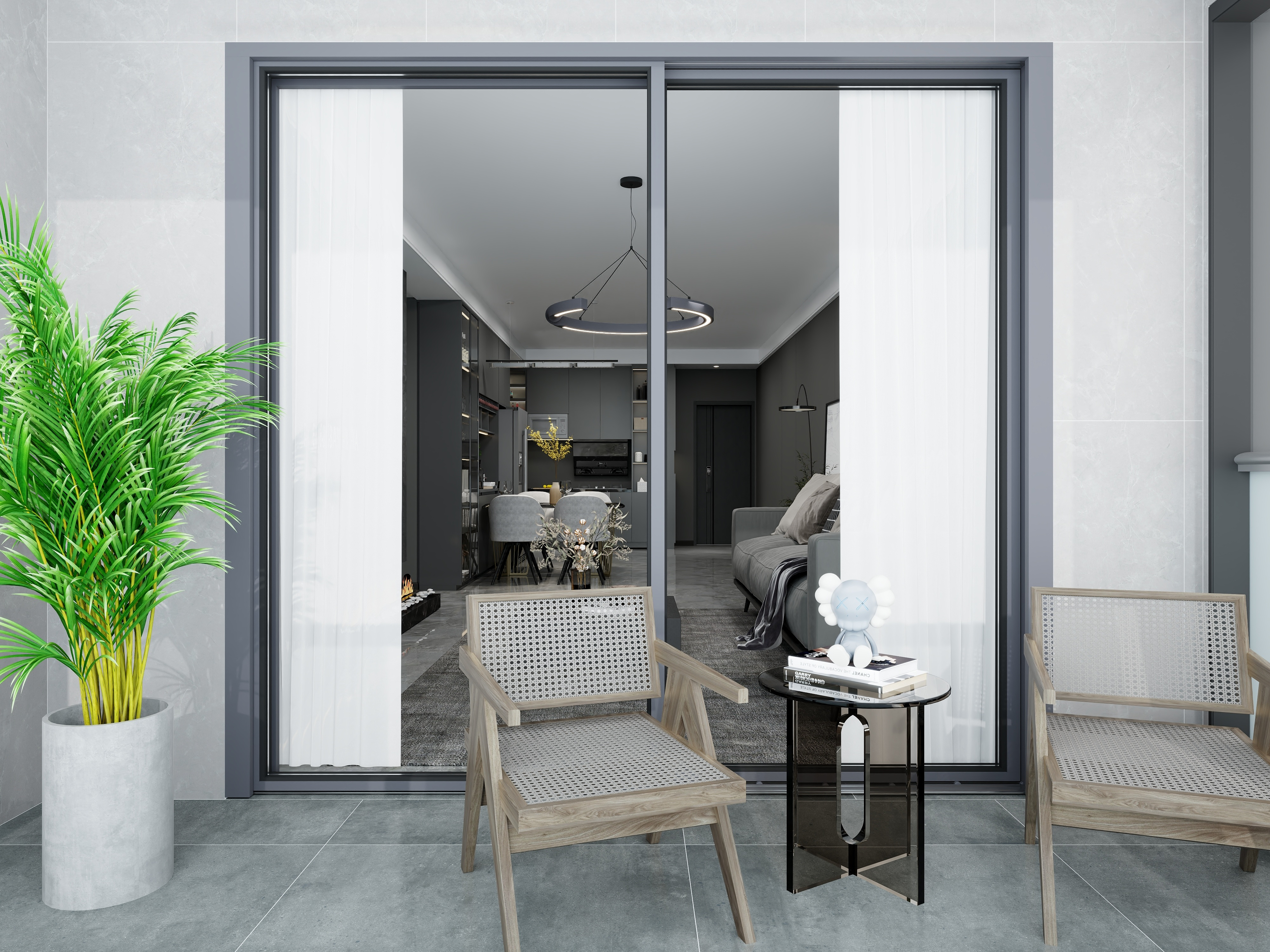 艺雅丽-110平现代简约 一层阳台装修效果图第1张