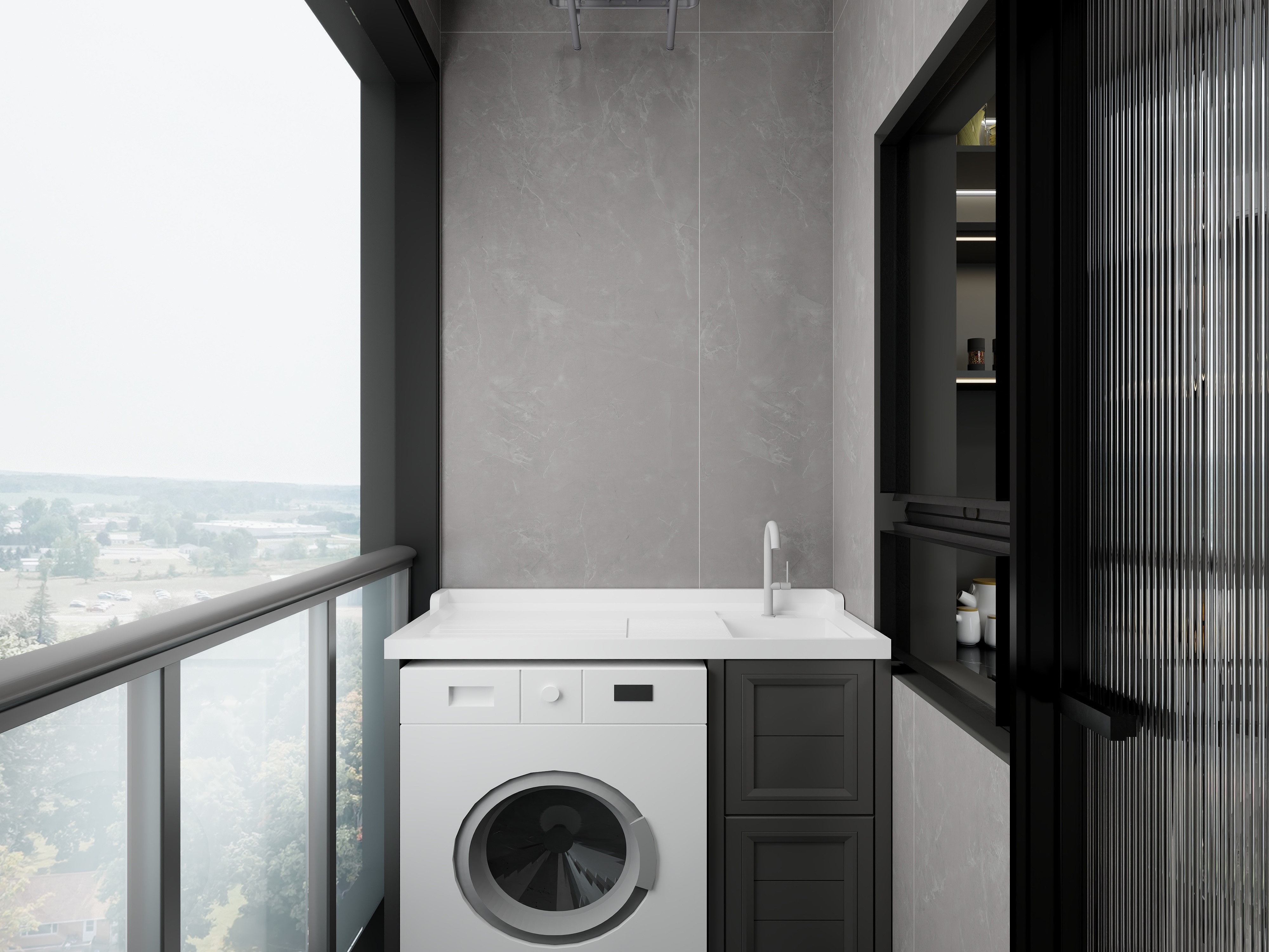 艺雅丽-110平现代简约 一层生活阳台装修效果图第2张