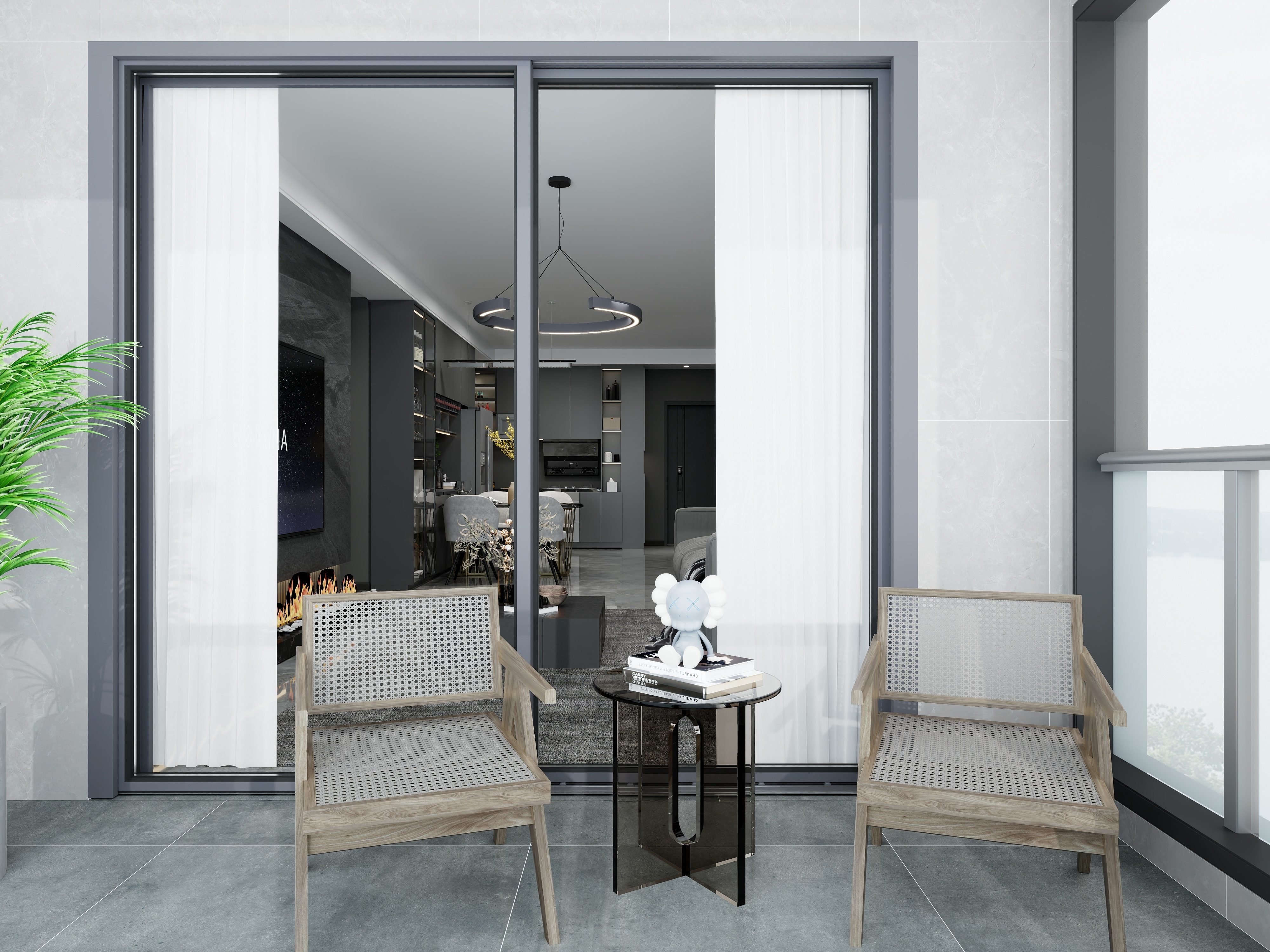 艺雅丽-110平现代简约 一层阳台装修效果图第2张