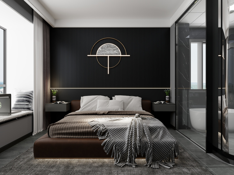 Modern Gray & Black & White Bedroom Design