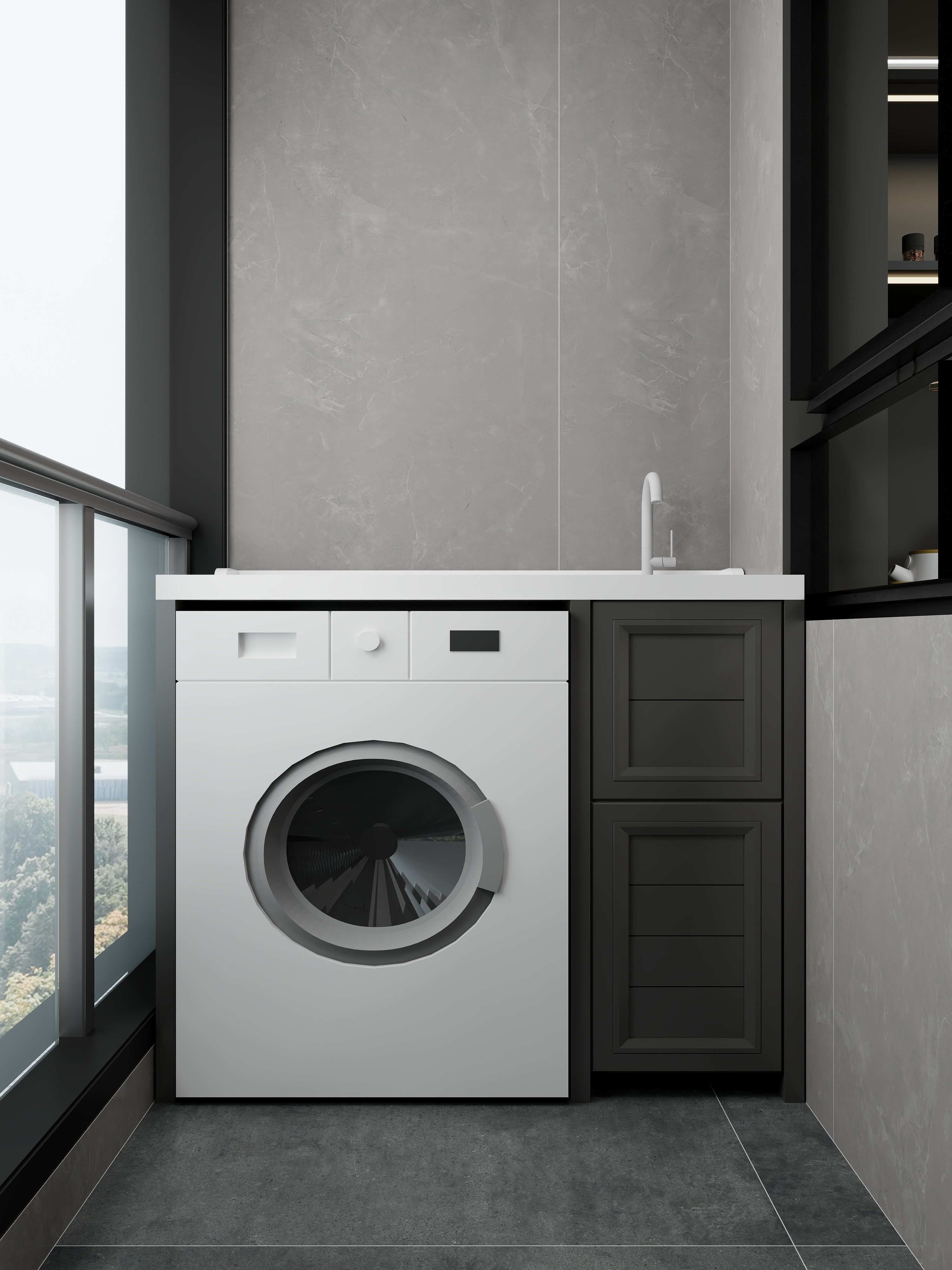 艺雅丽-110平现代简约 一层生活阳台装修效果图第1张