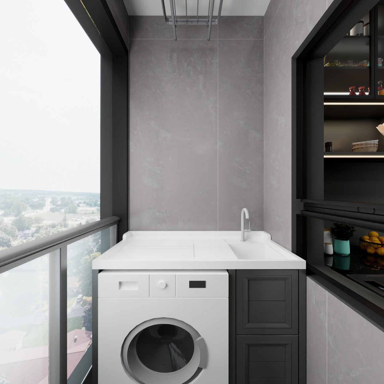 艺雅丽-110平现代简约 一层生活阳台装修效果图第3张