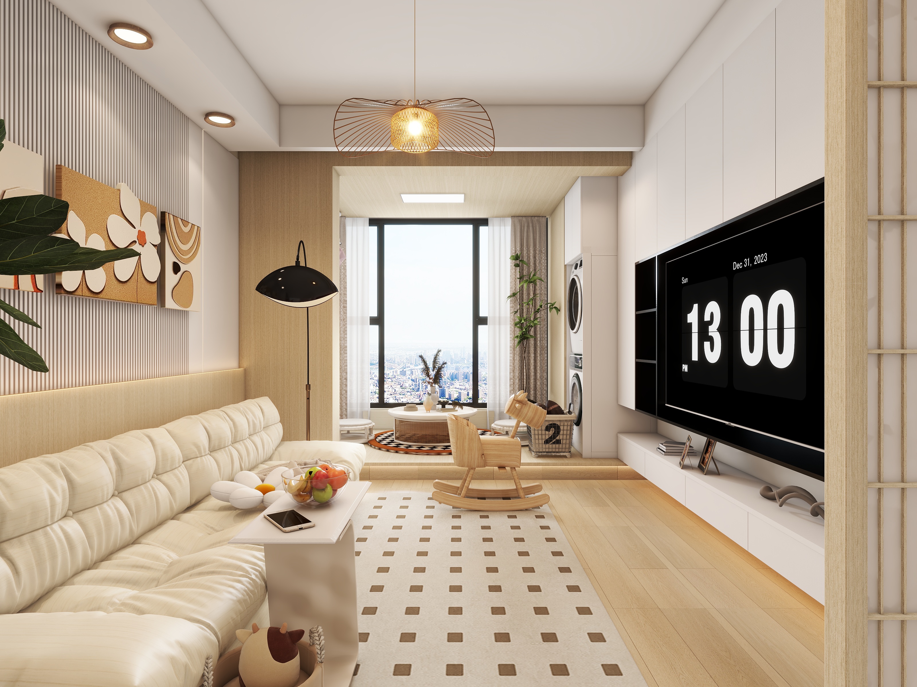 设计-男孩-三口之家原木奶油风装修效果图