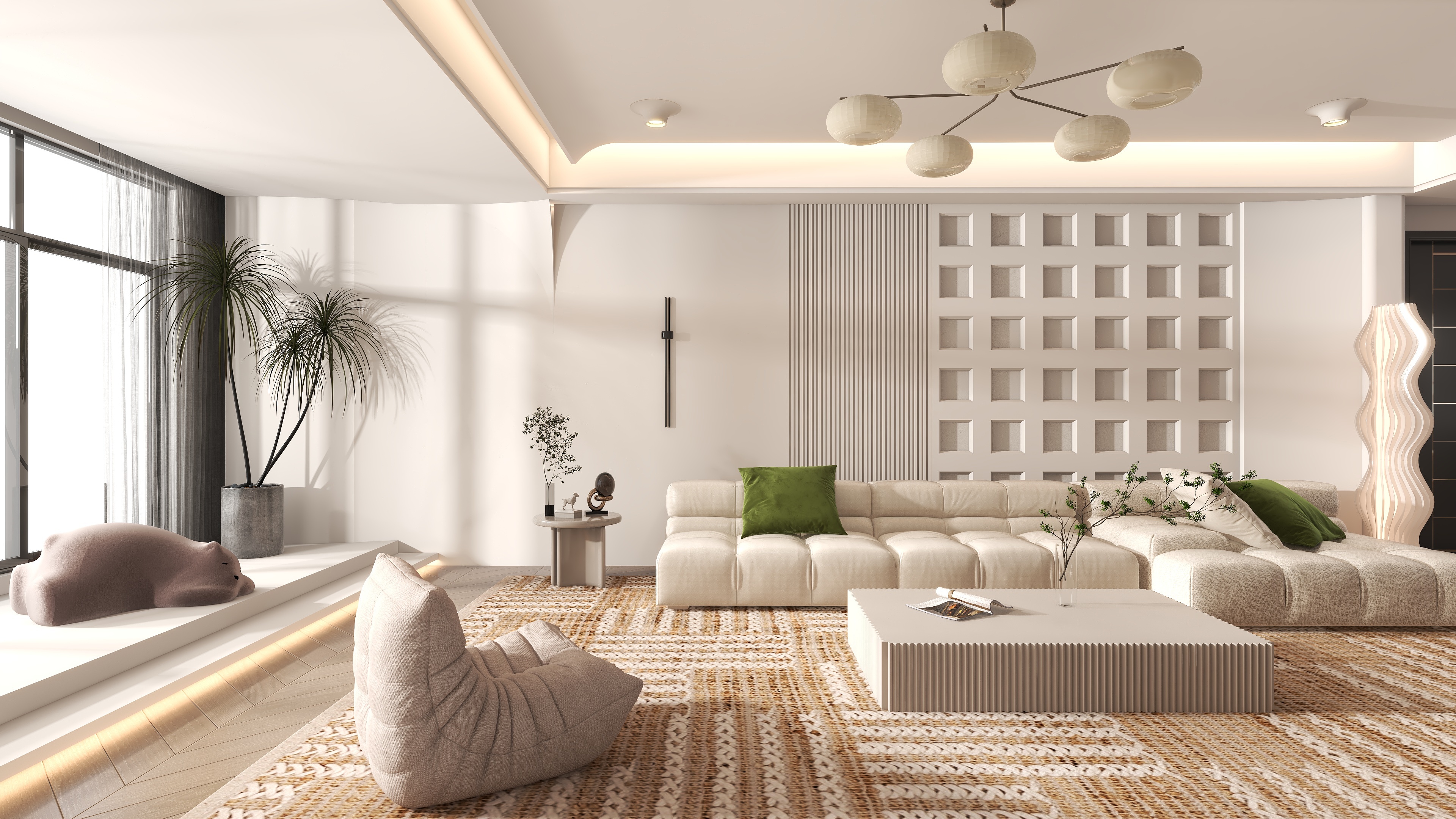 张岩-120㎡经典奶油风装修效果图