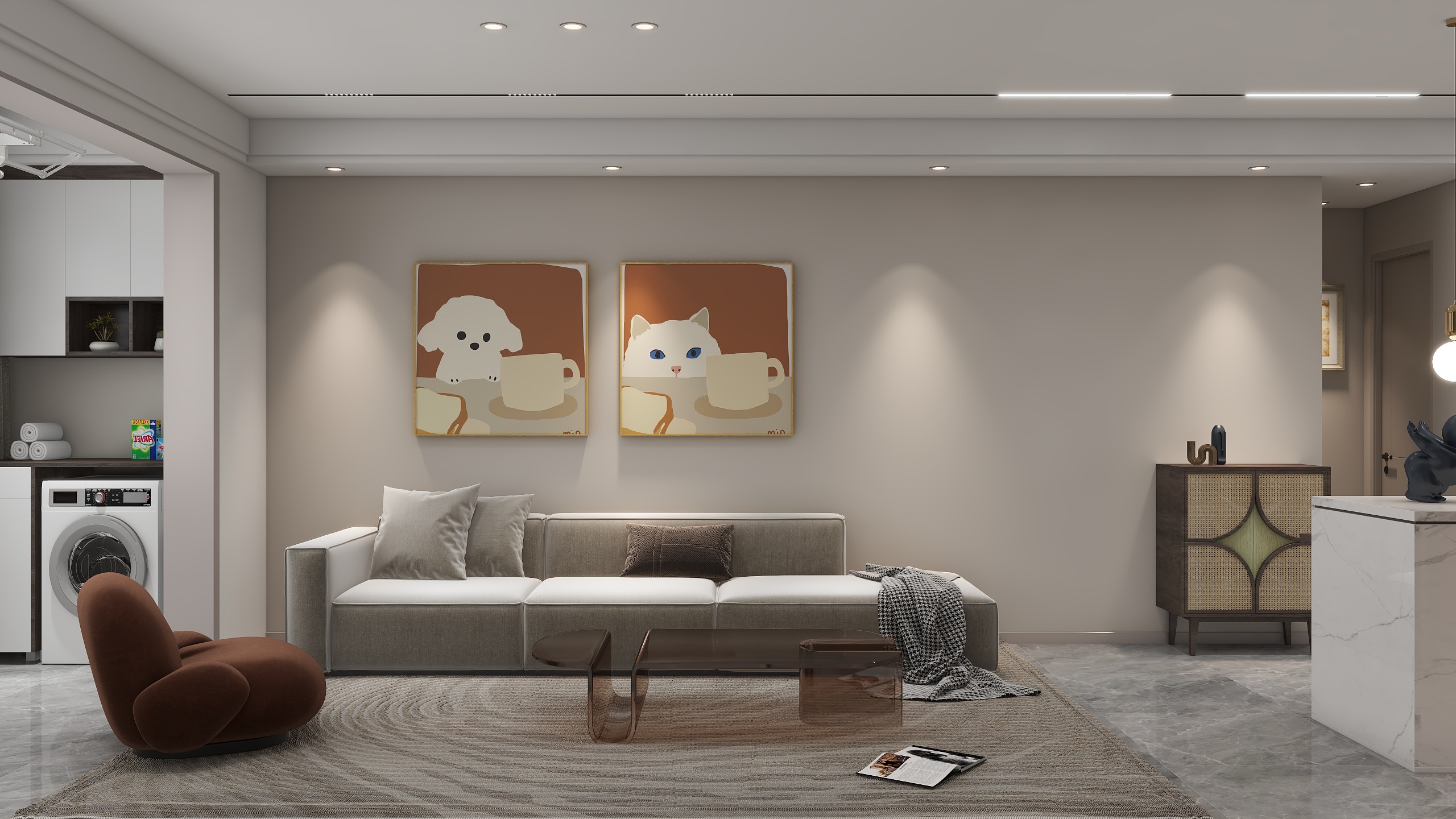 0CHURUI-河北120方现代三居室-装修设计方案