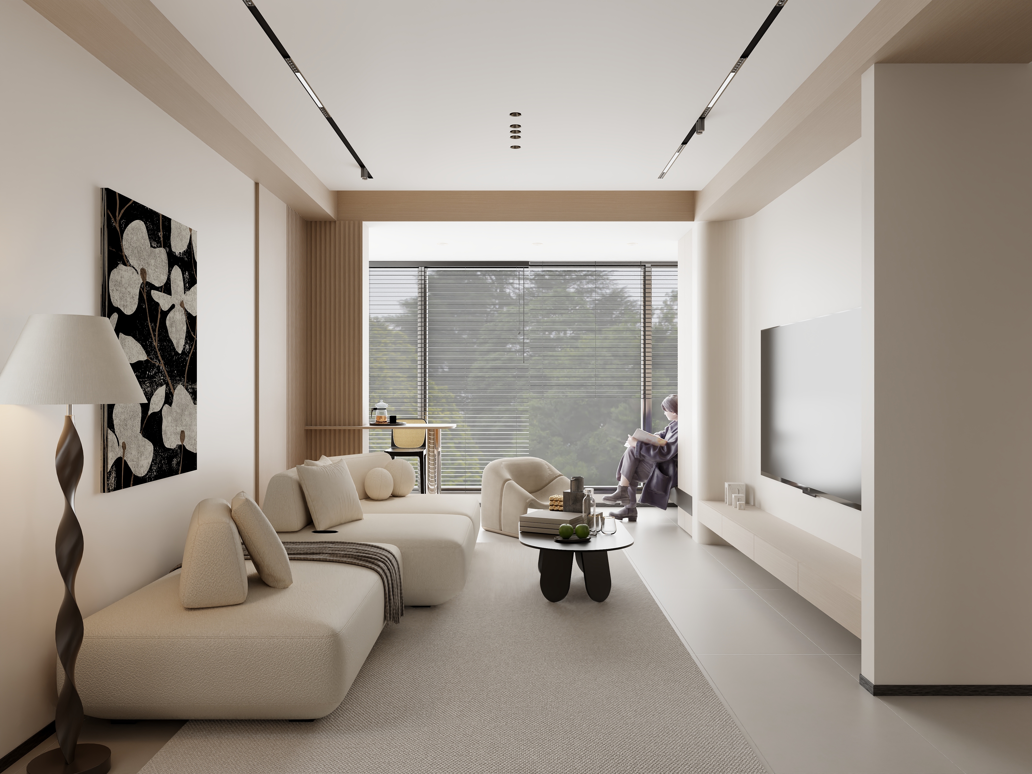 伊舍空间设计-现代简约-88.66m²装修效果图