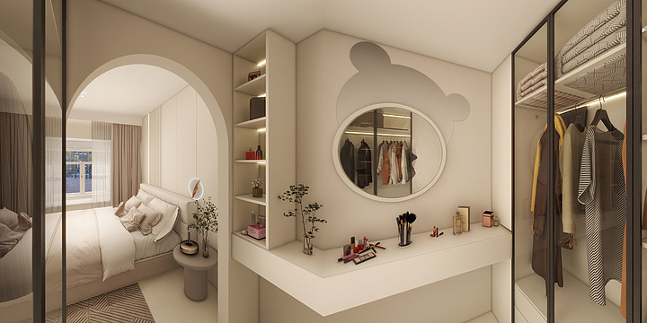 效果图-設計-现代奶油风1-装修设计方案