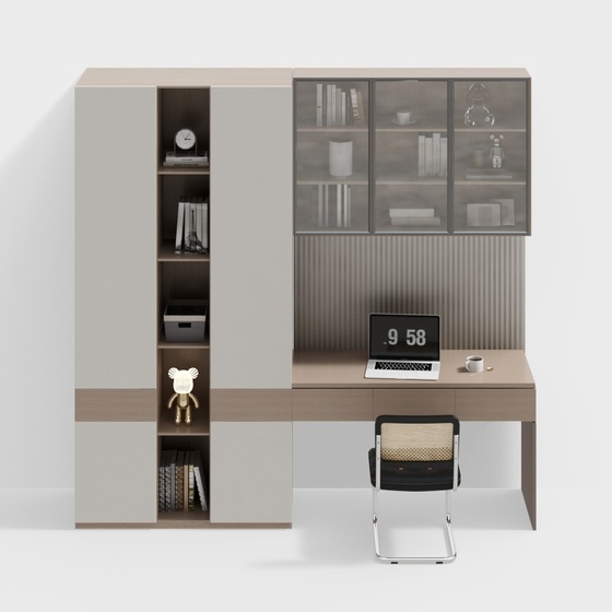 Modern study desk cabinet combination