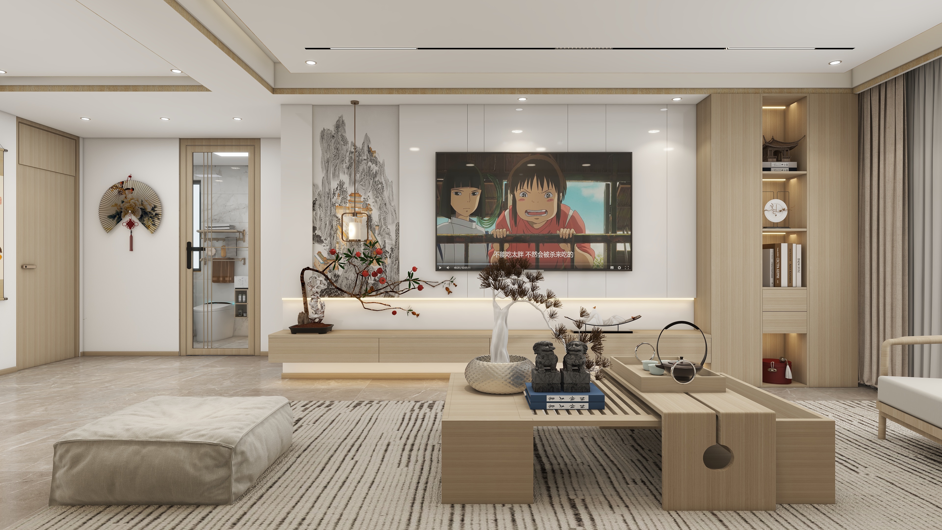 自由设计师-十二-墨香风雅+115平三室新中式原木风装修效果图