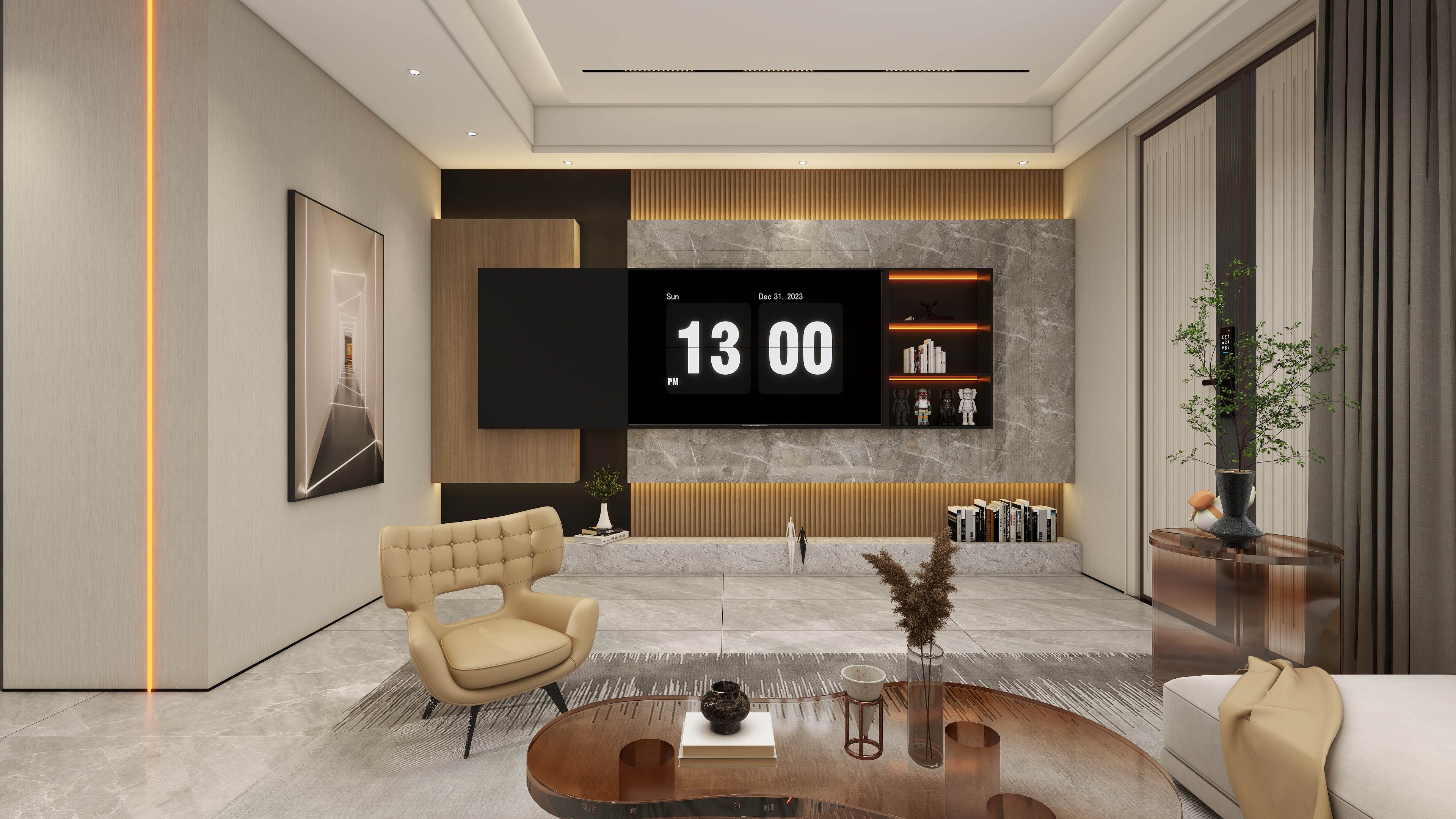 自由设计师-十二-流光溢彩+210平三层联排别墅现代混搭风装修效果图