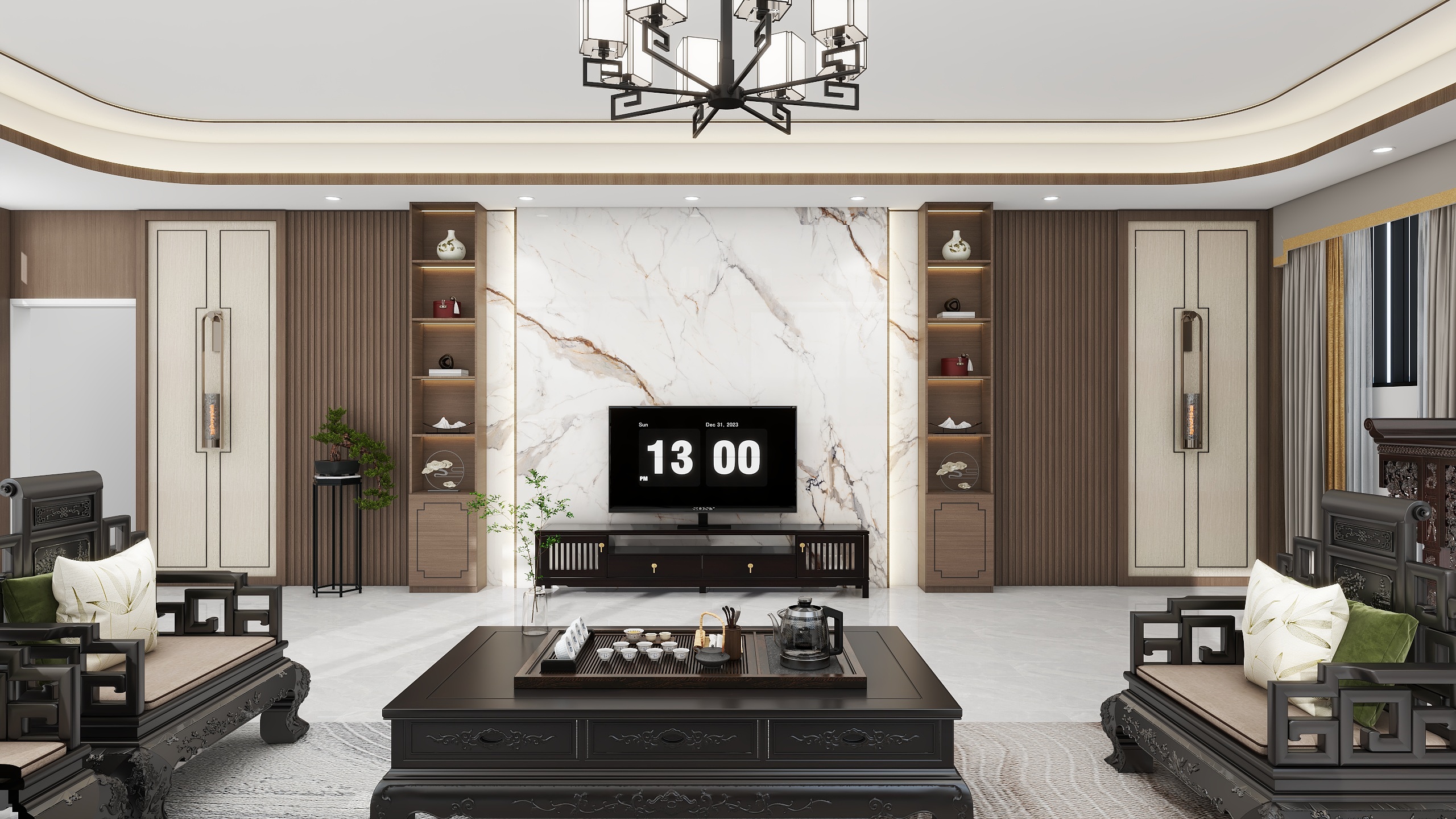 楚gFGo-新中式客厅-装修设计方案