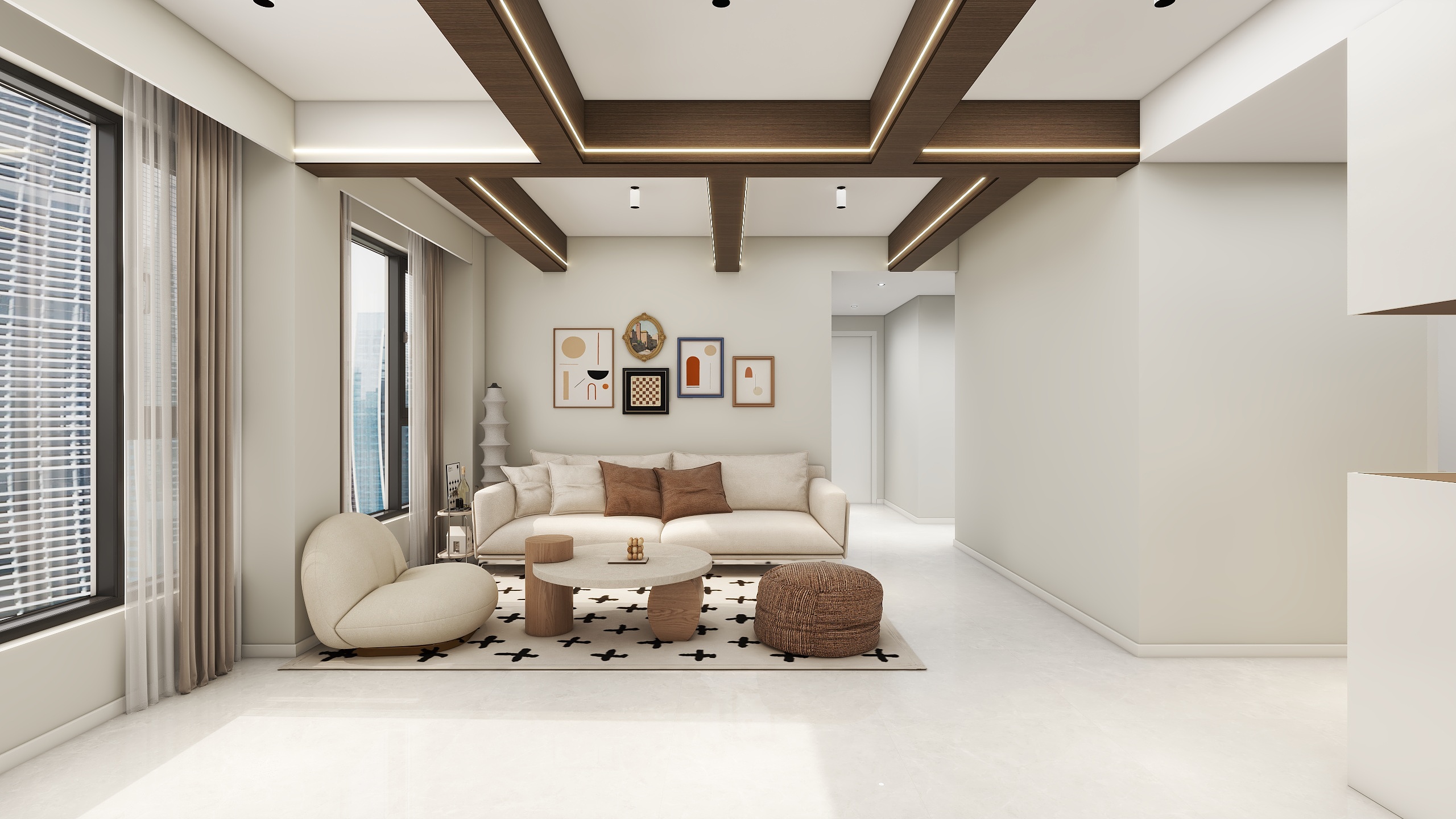 品筑设计|唐工-两套房改一套房装修效果图