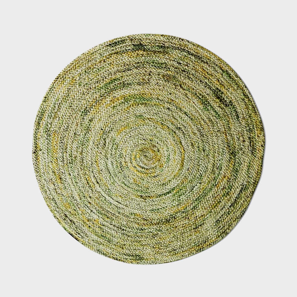 绿色圆形编织地毯