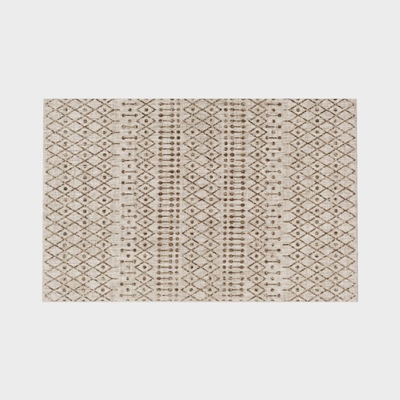 American square coffee dark print rug