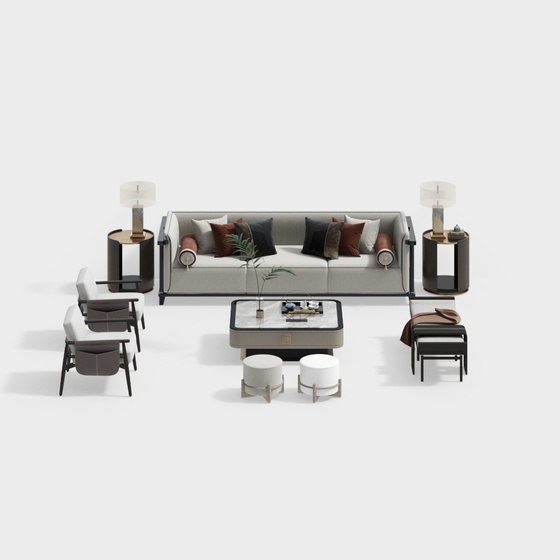 New Chinese sofa and coffee table combination