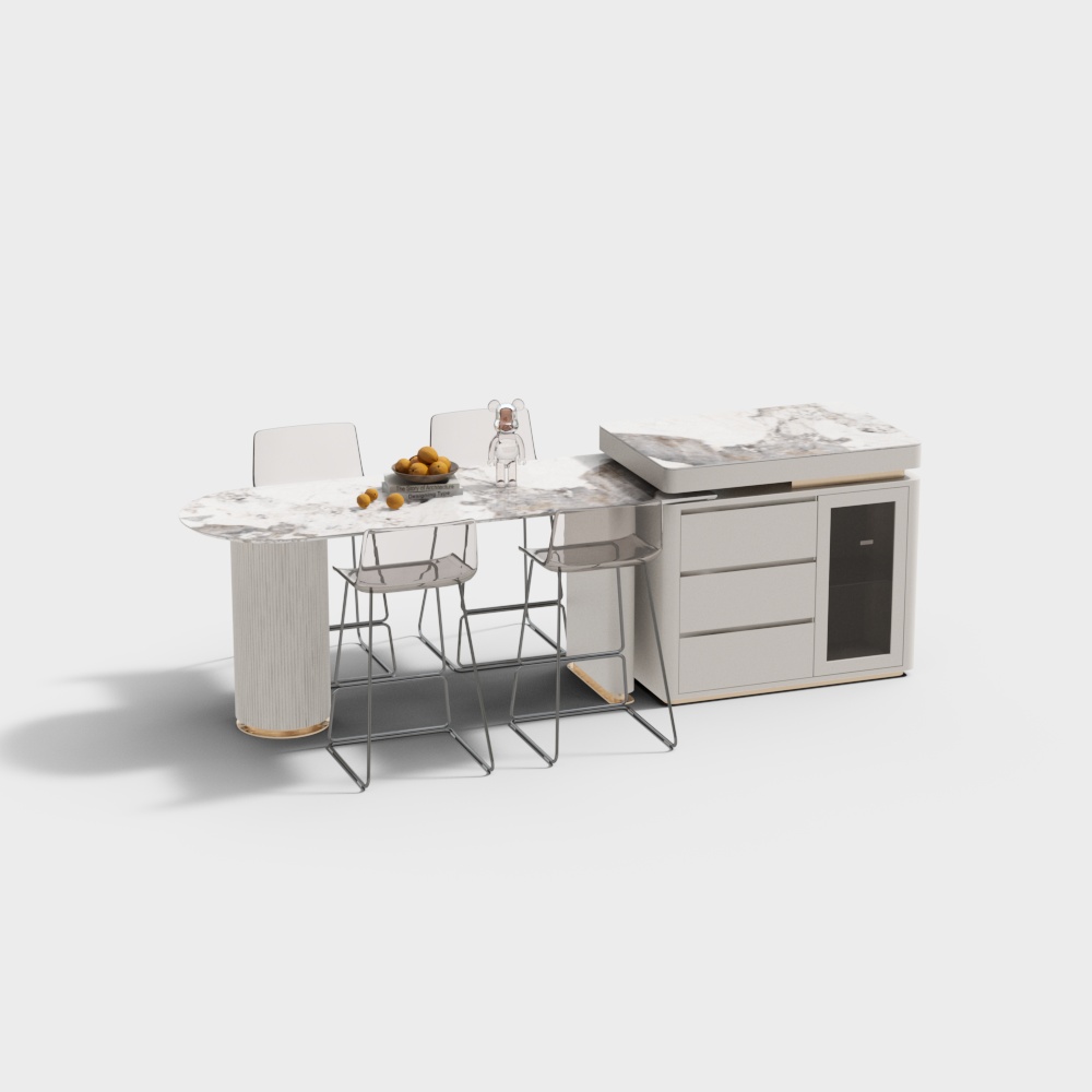 现代厨房中岛台3D模型