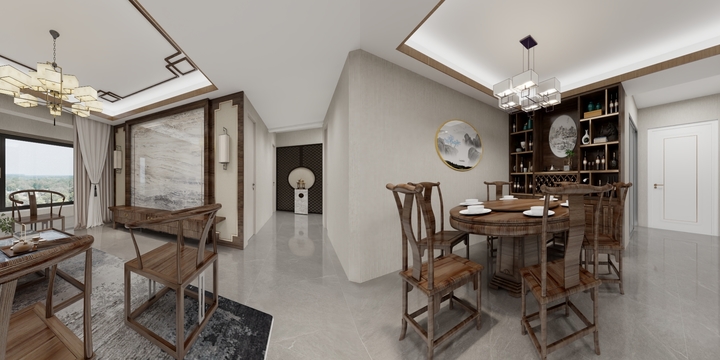 肖长洲-中式世茂云锦135㎡-装修设计方案