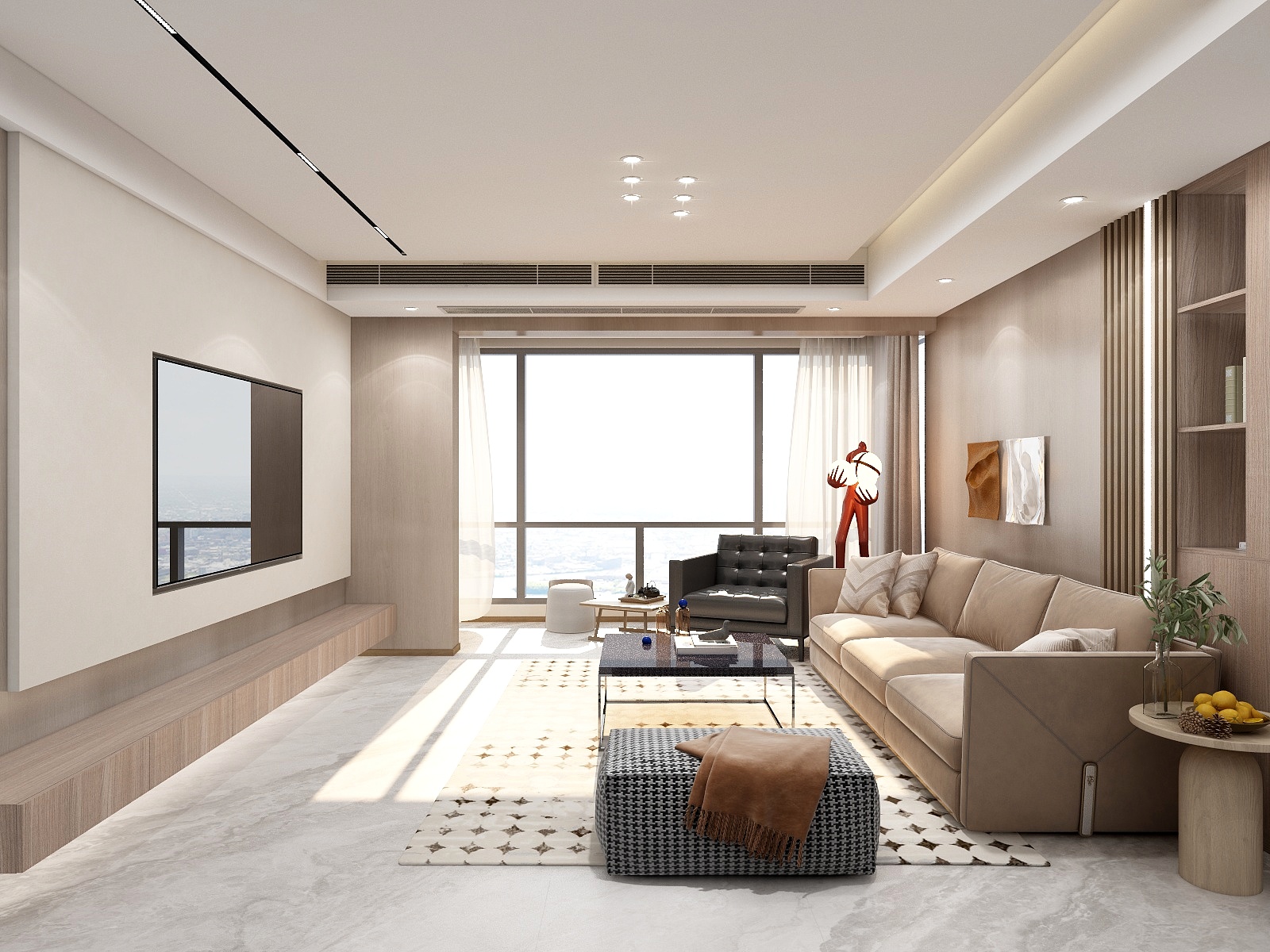 湛智华-现代轻奢客餐厅+主卧85平装修效果图