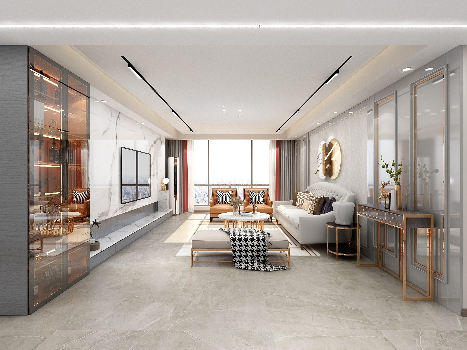 湛智华-美式轻奢133平3房装修效果图