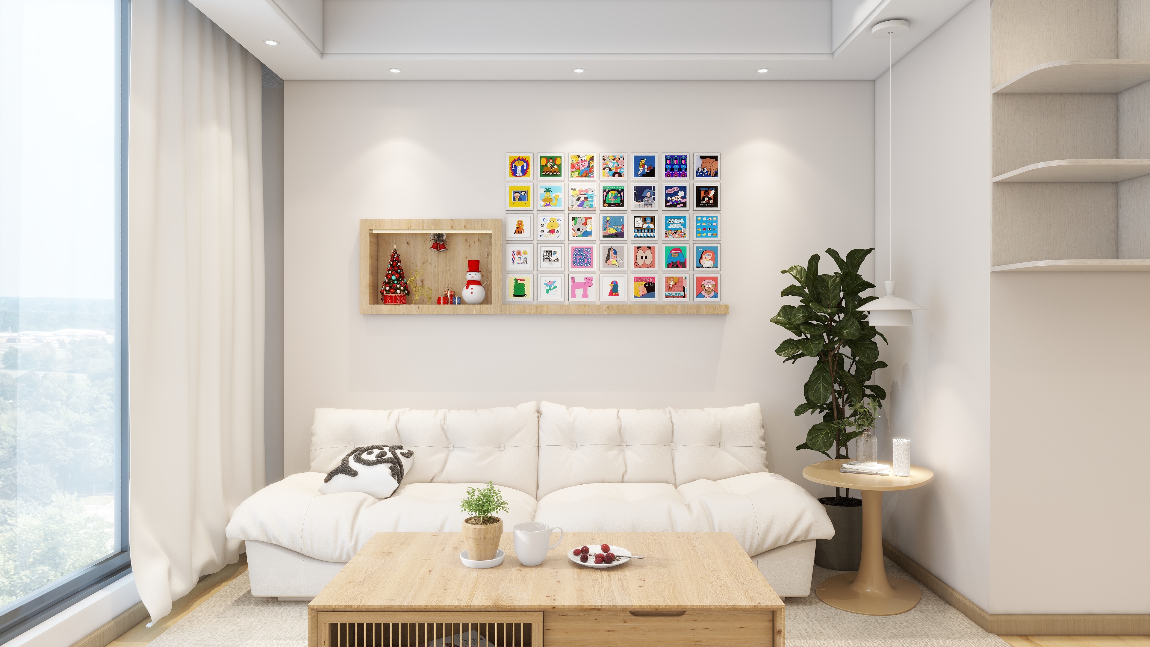 张勇（重庆怡良）-101㎡两室一厅原木奶油装修效果图