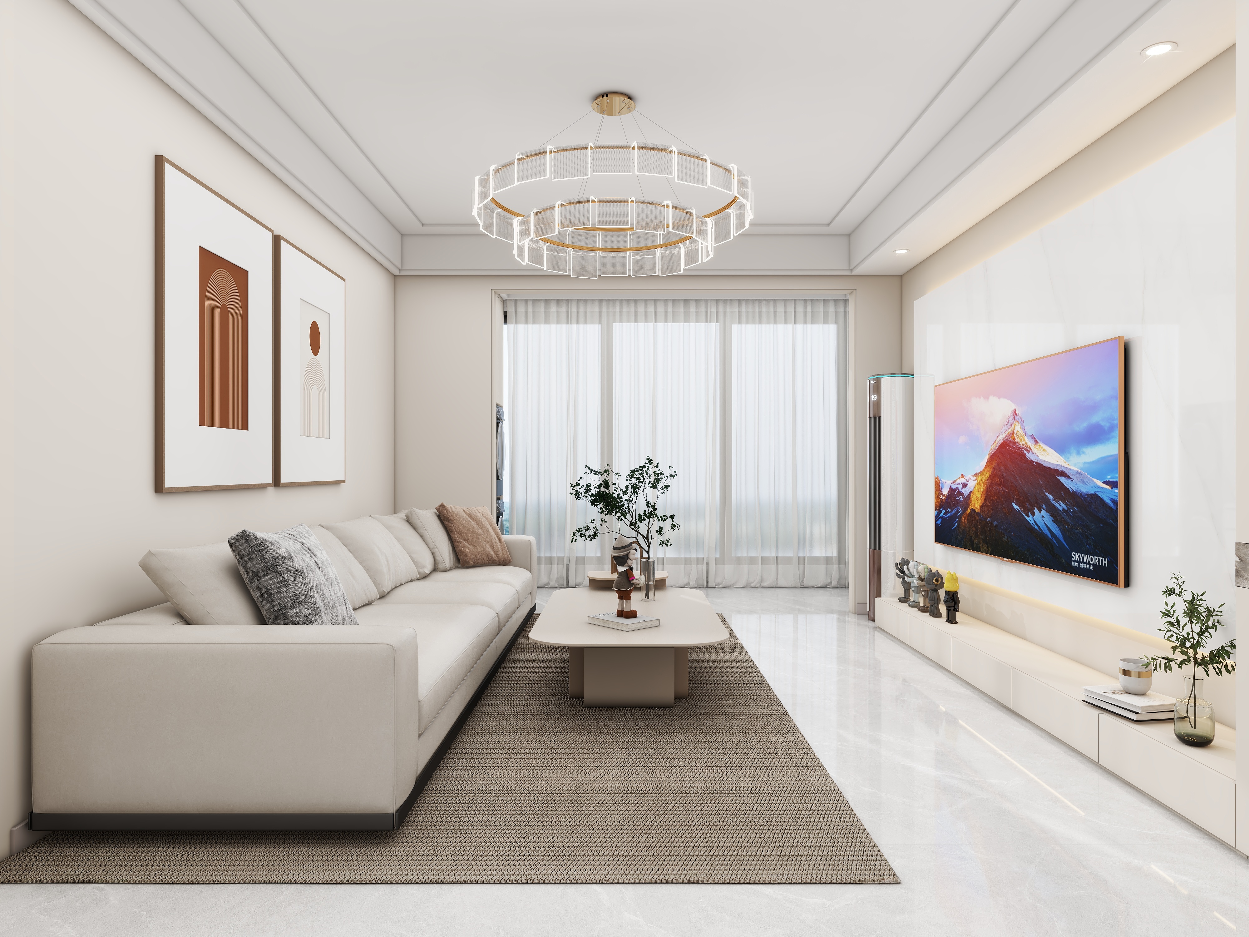 壹诺设计工作室-108㎡3室-现代简约装修效果图