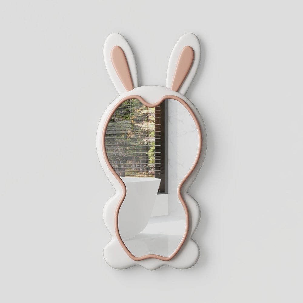 现代奶油风兔子镜子3D模型