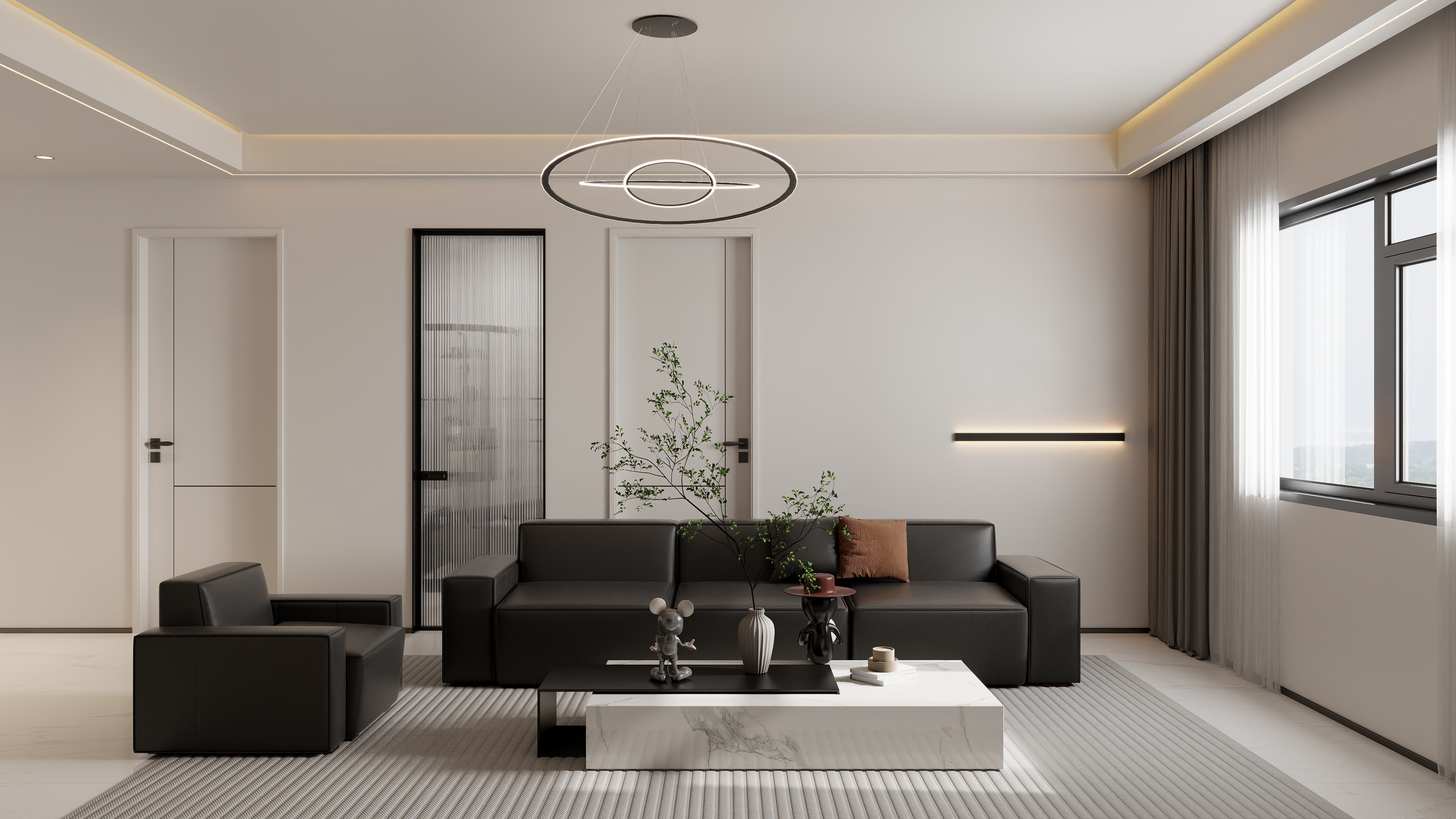 书涵|Harder-【康徽】黑白风三层别墅装修效果图