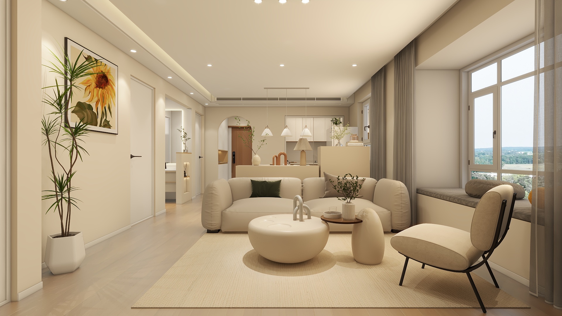 柳渡-万景峰会原木奶油风-装修设计方案