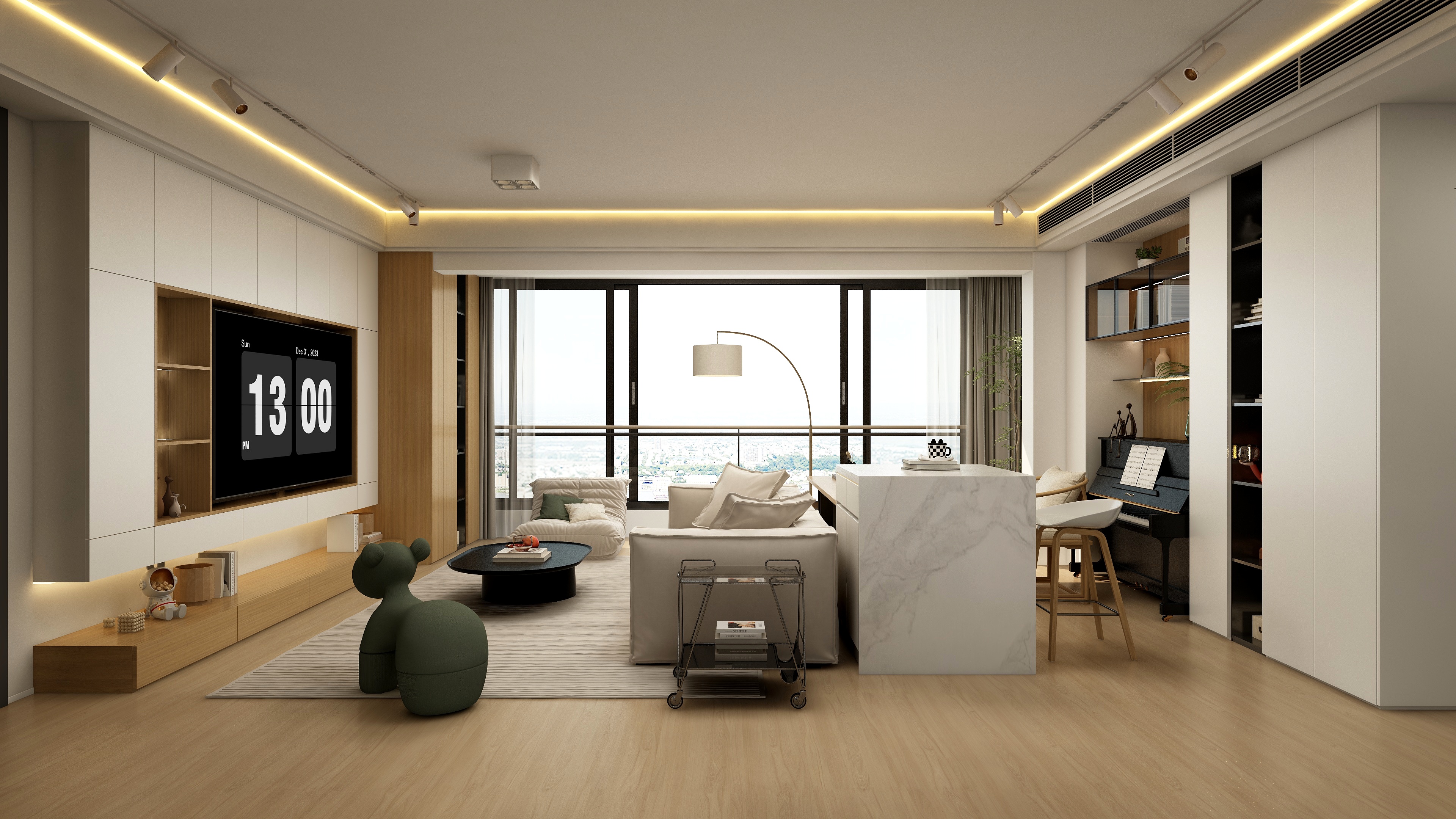 张煜强煜境设计-现代原木简约129㎡4室装修效果图