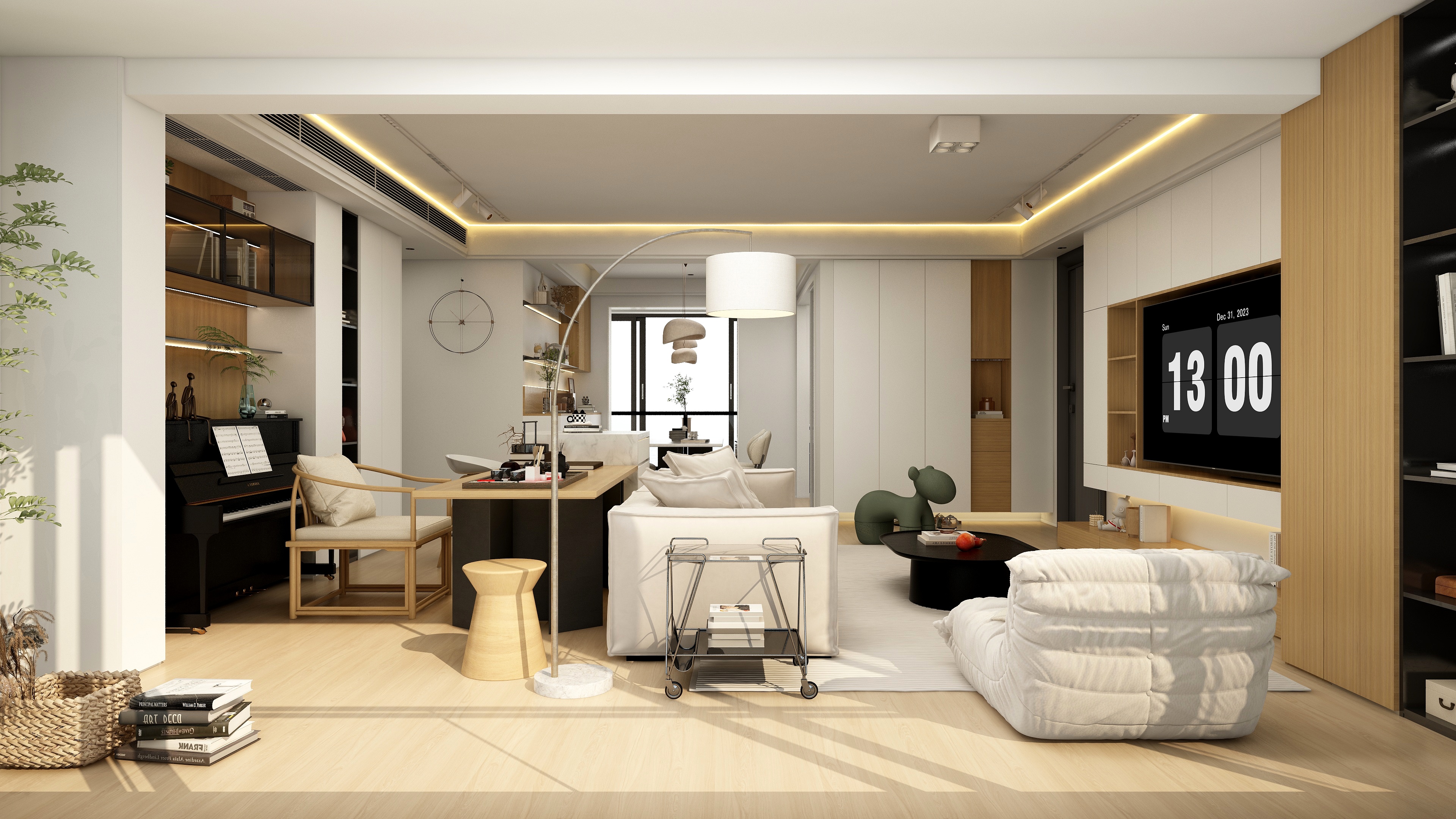 张煜强煜境设计-129平米现代原木四房装修效果图