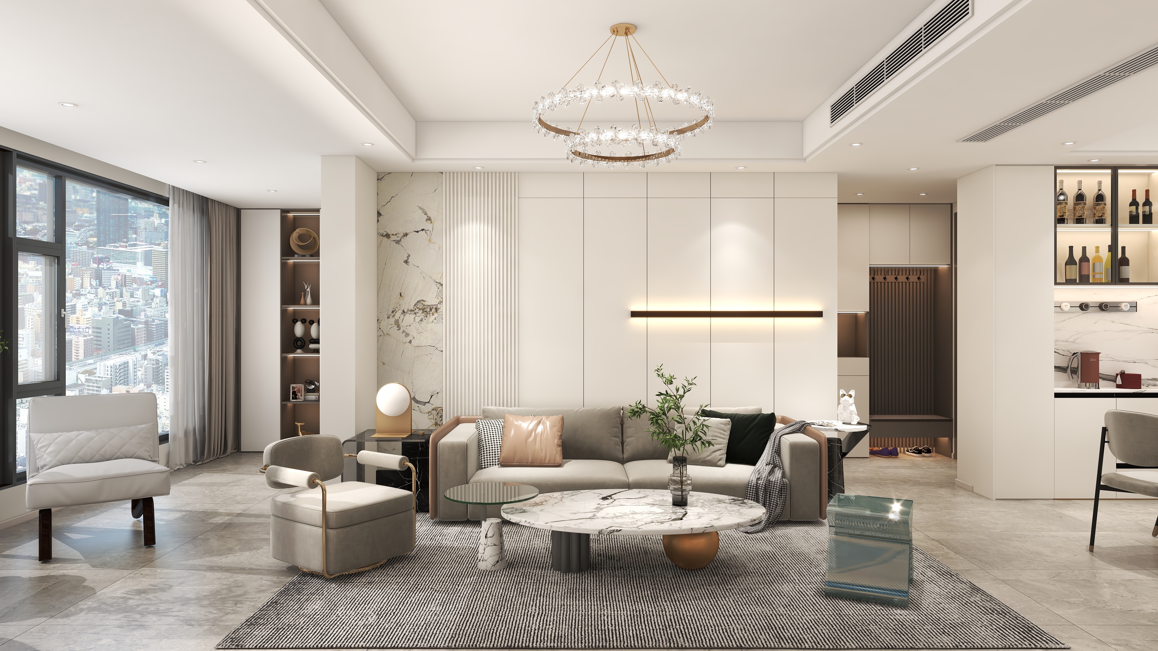 李青越-145方现代风格四居室装修效果图