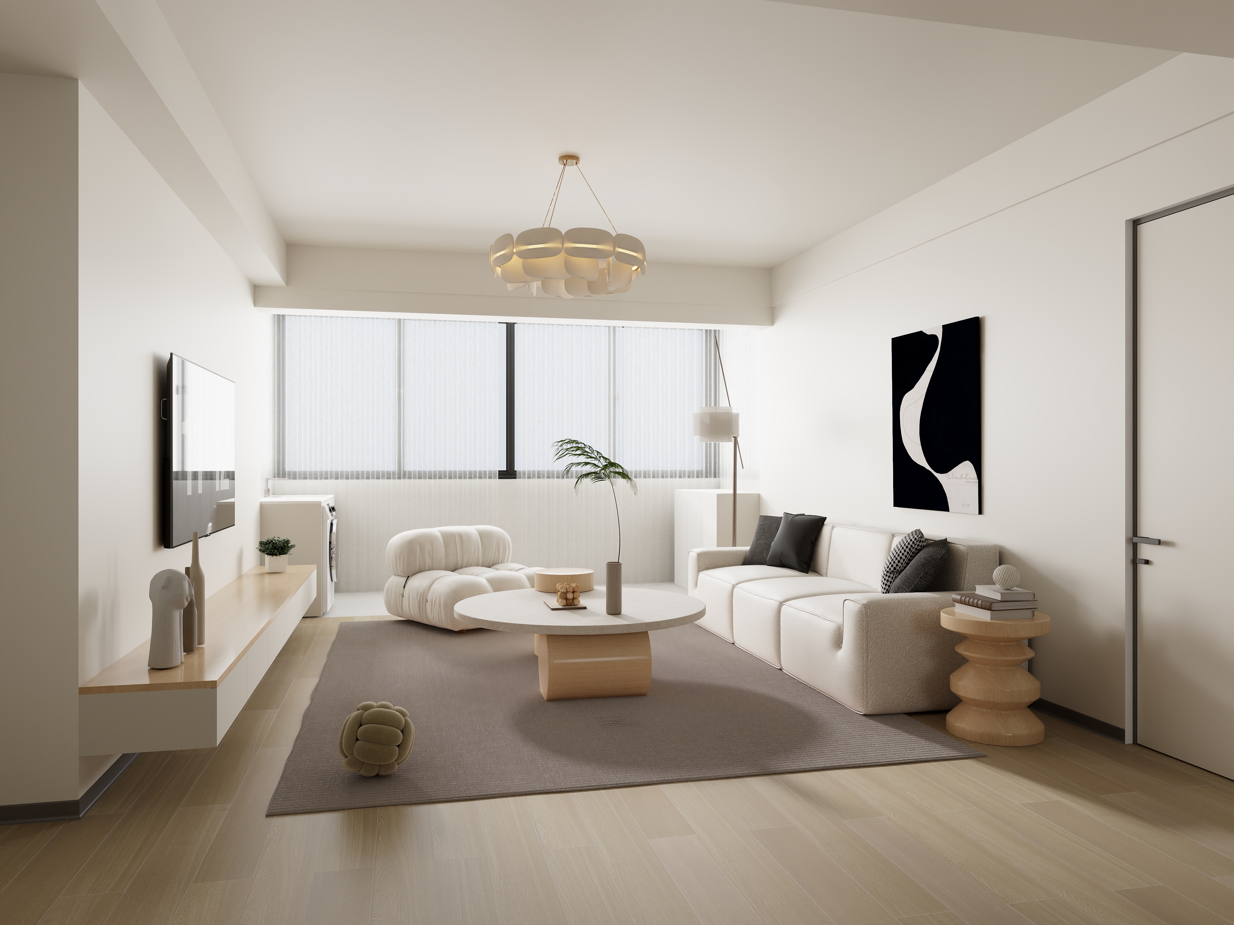 一栗设计工作室-奶油风格家装设计，看我如何打造112㎡温馨美好的家！装修效果图