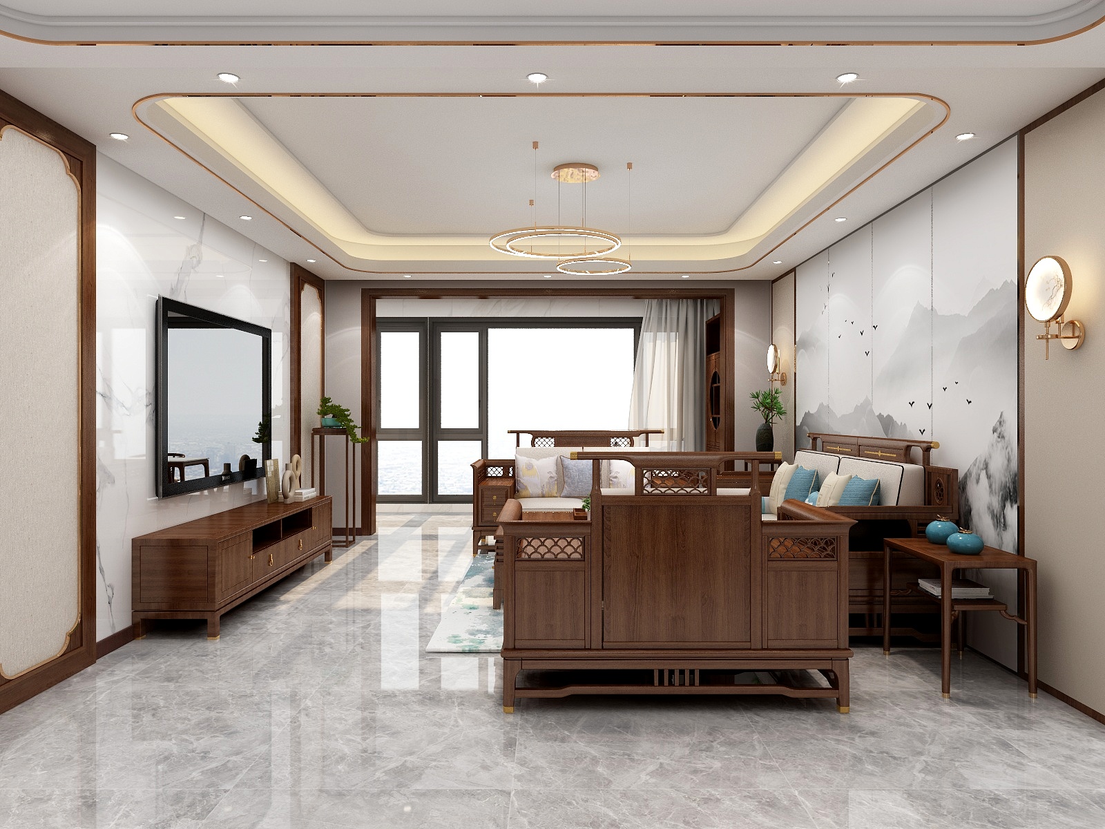 湛智华-中式180平3房-公园府装修效果图