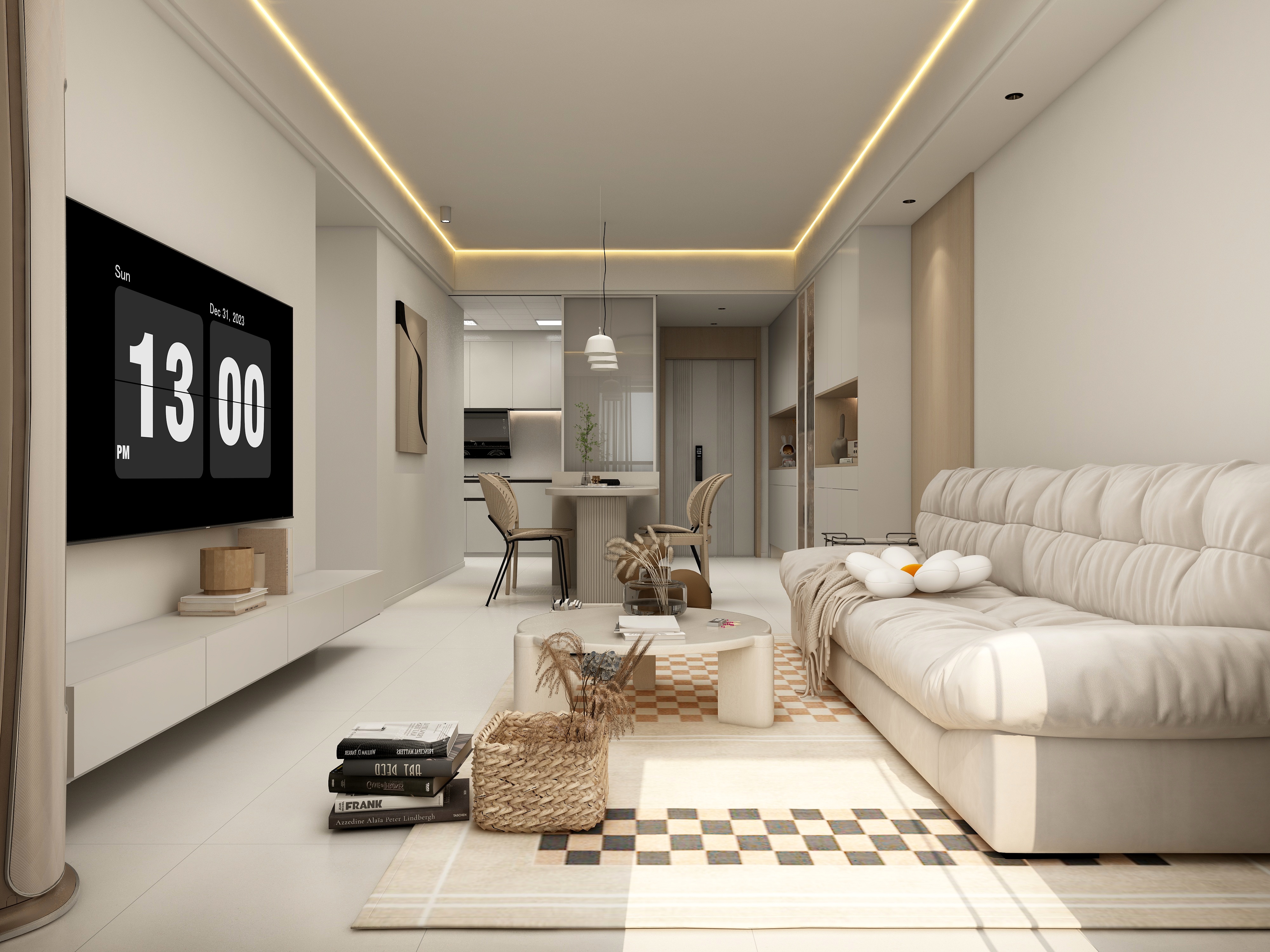 张煜强煜境设计-90平米原木奶油三房装修效果图