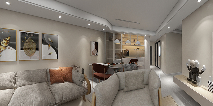 黄霞-德信海德公园83.00㎡A2’3室2厅1卫1厨-装修设计方案