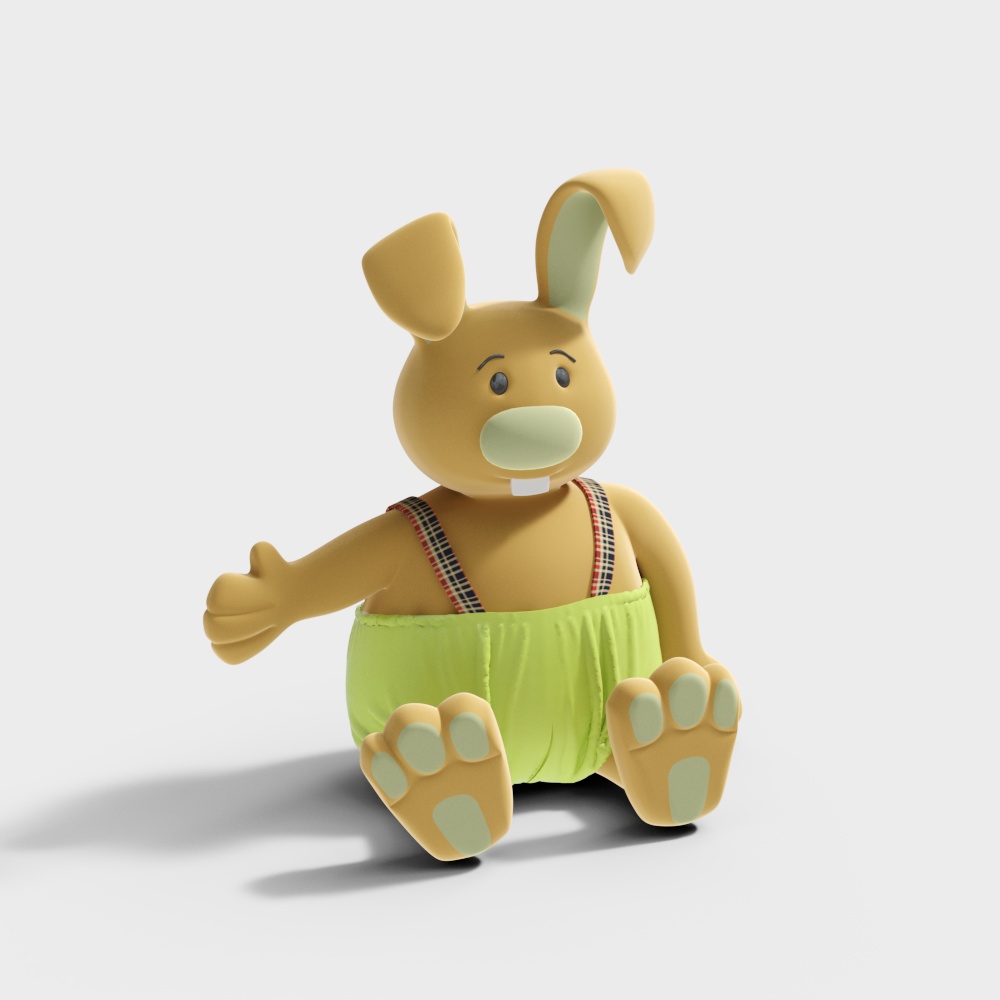 背带猪玩具3D模型