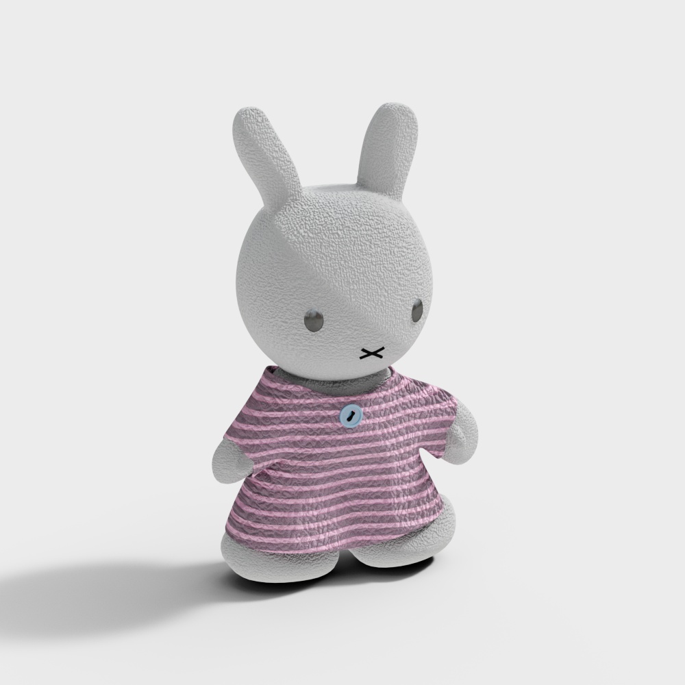 粉色条纹兔子玩具3D模型
