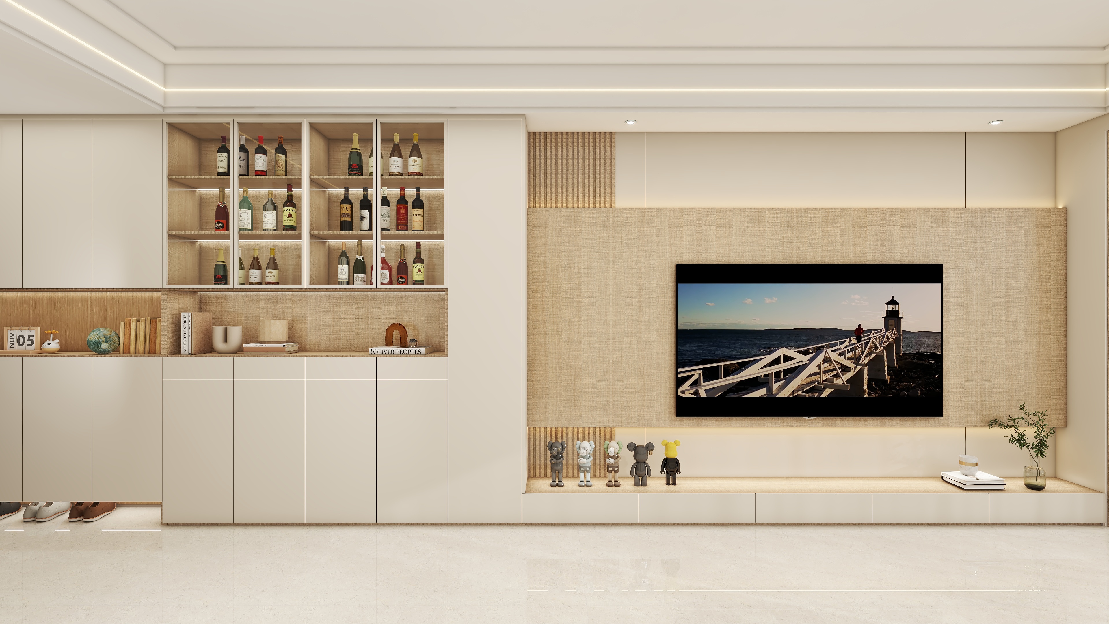 壹诺设计工作室-98㎡3室-原木风 一层客餐厅装修效果图第5张