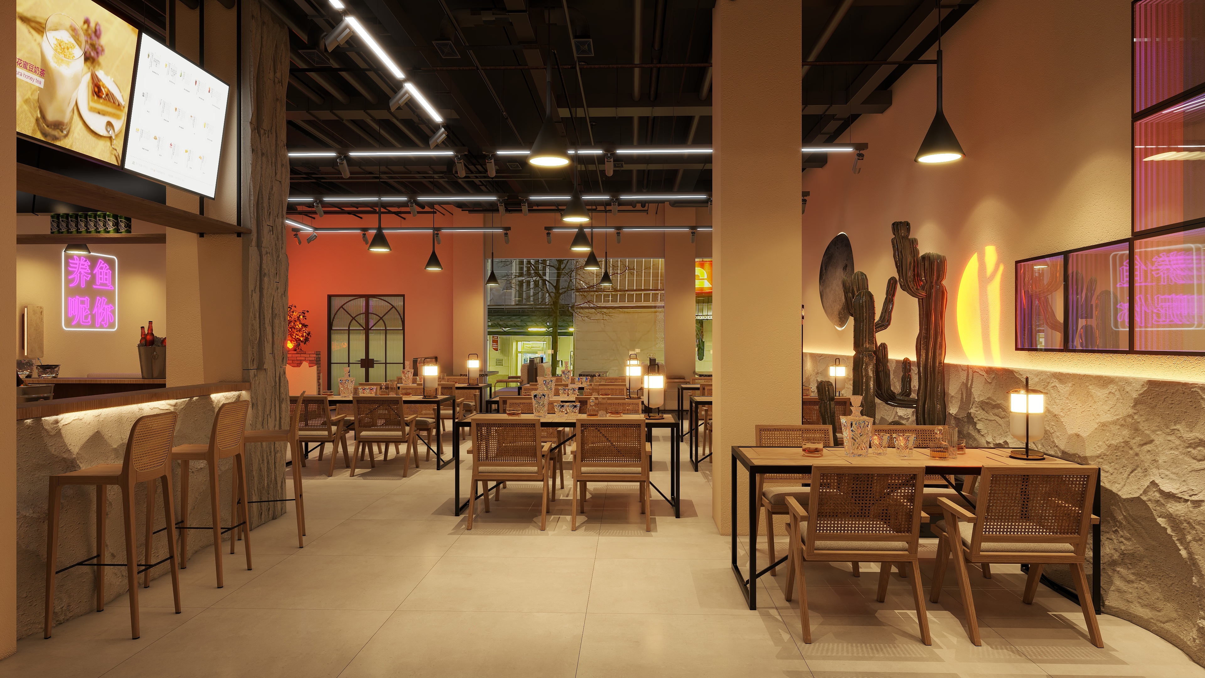 哈曼妮效果图设计-【星期酒】酒吧   公装设计-装修设计方案