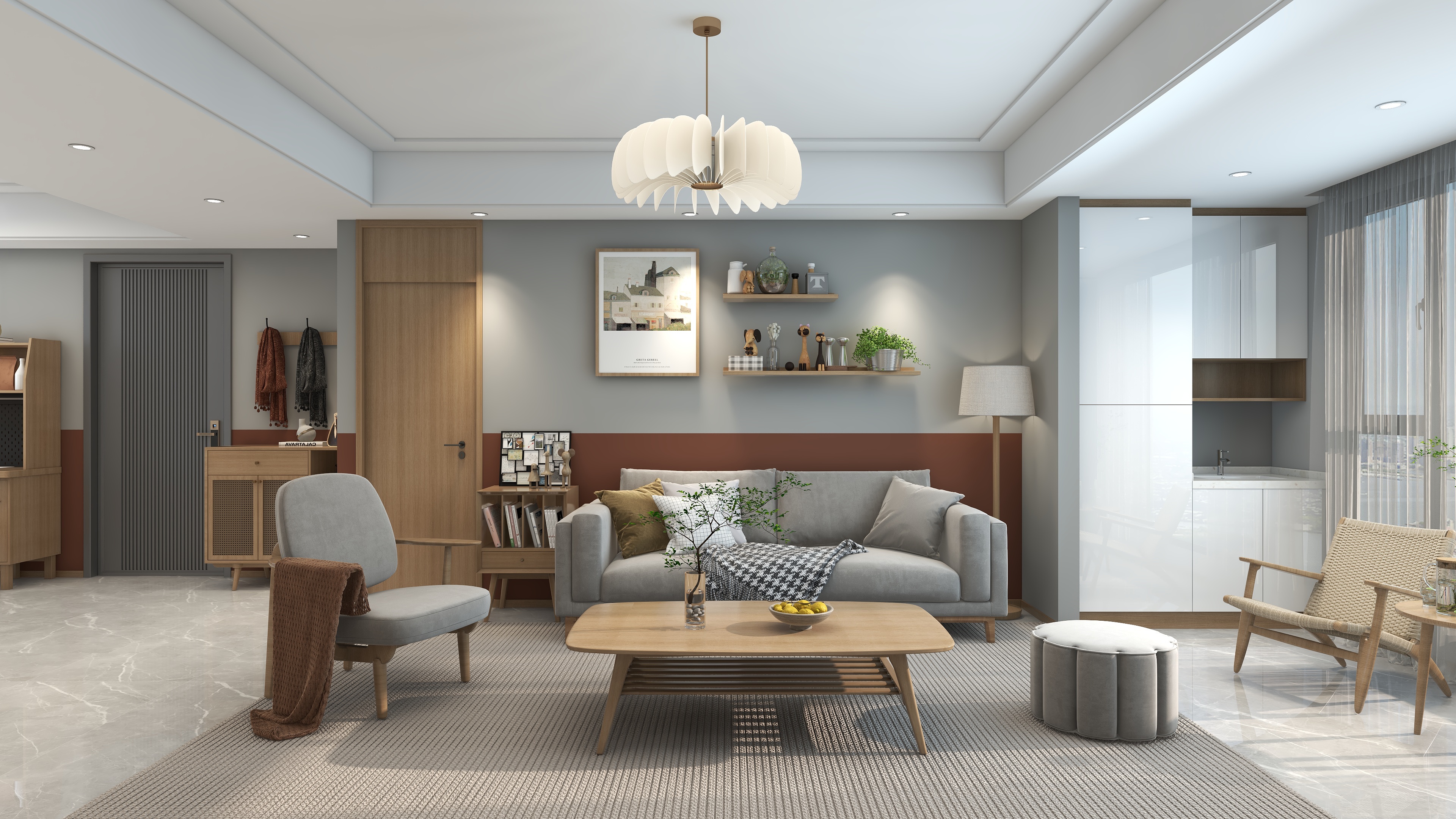 kuchao107-现代北欧-112㎡装修效果图