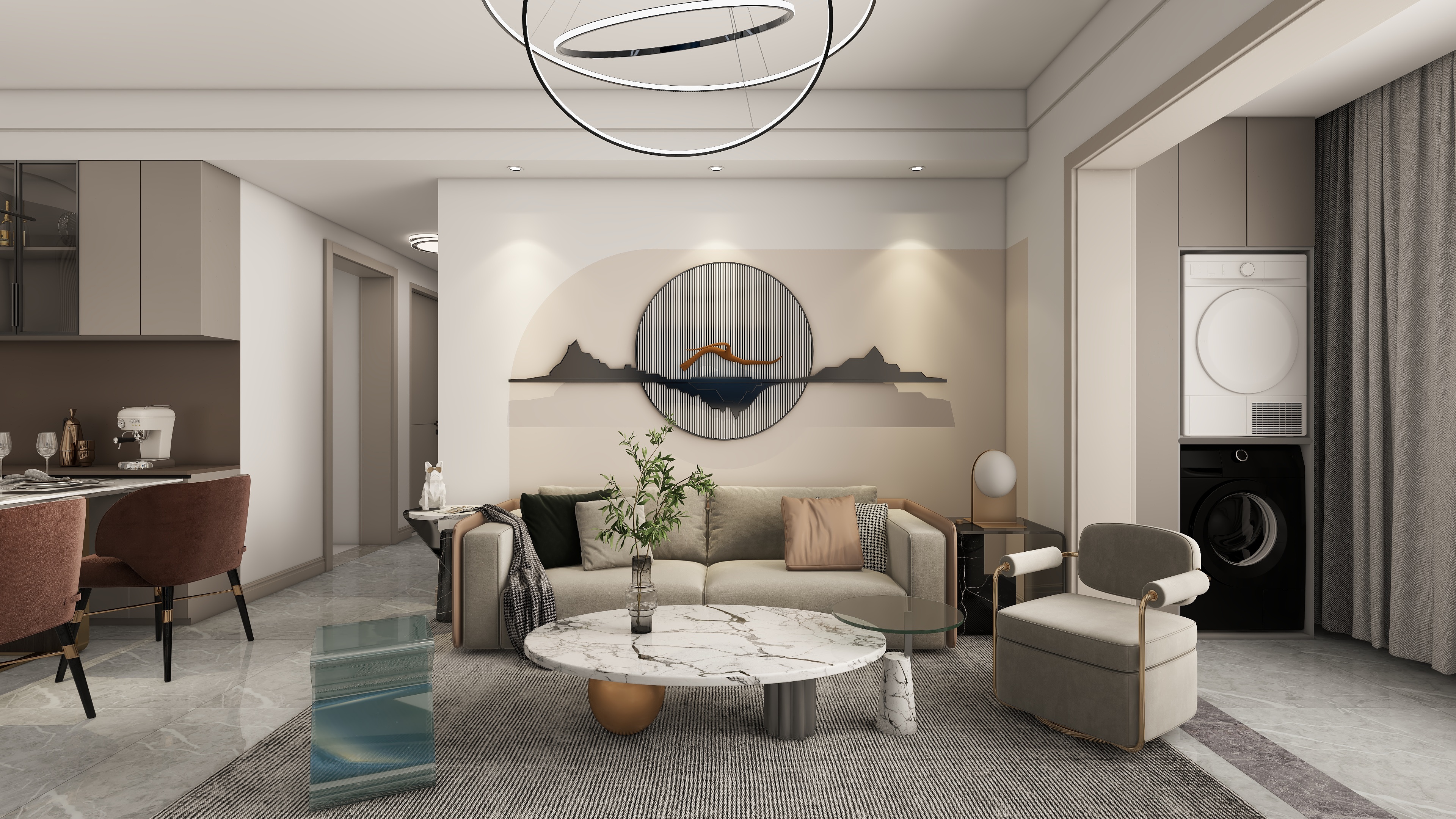 星空设计500一套-新中式94㎡3室装修效果图