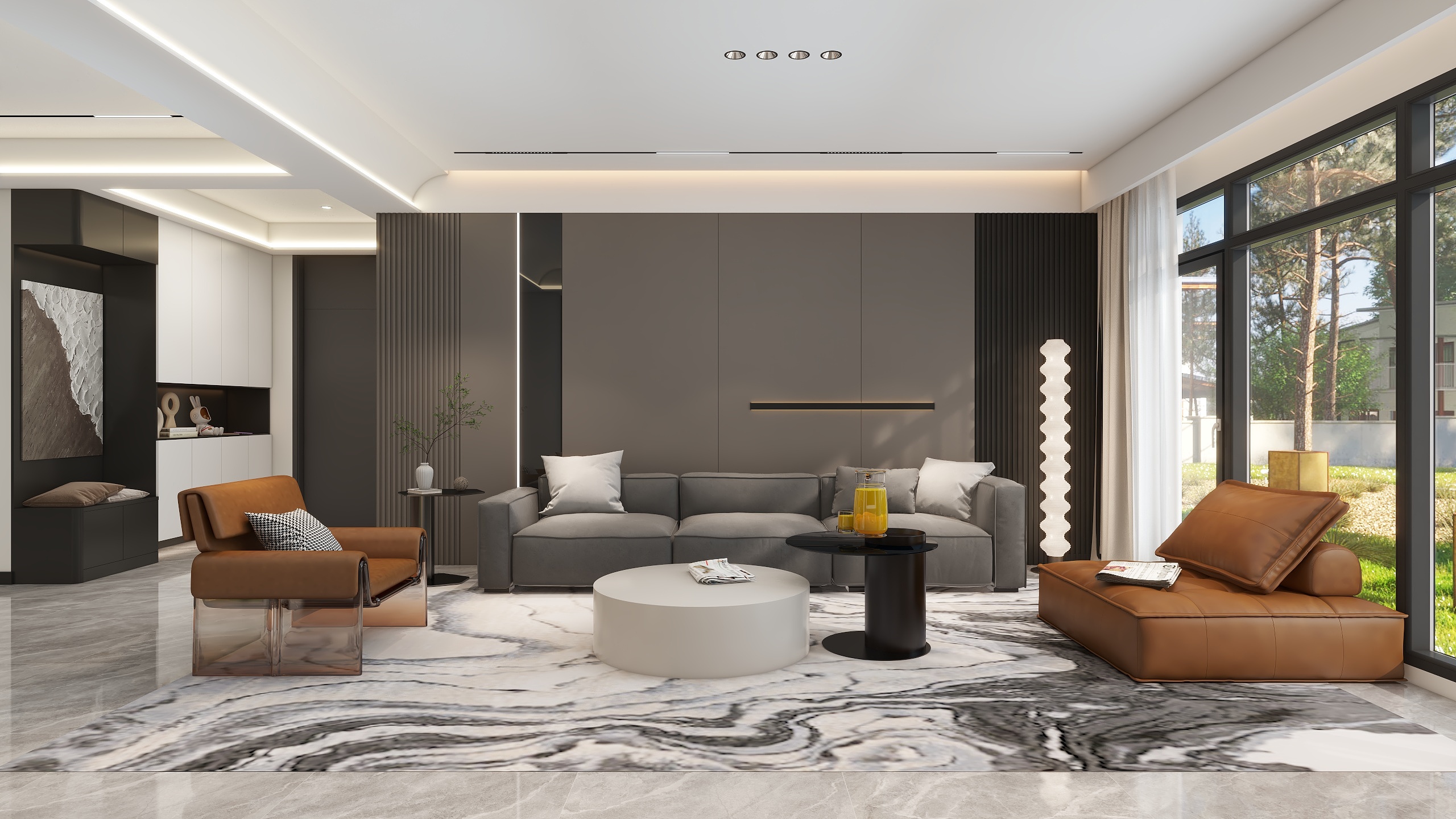 设计师同乐-现代简约300平米别墅四居室装修效果图