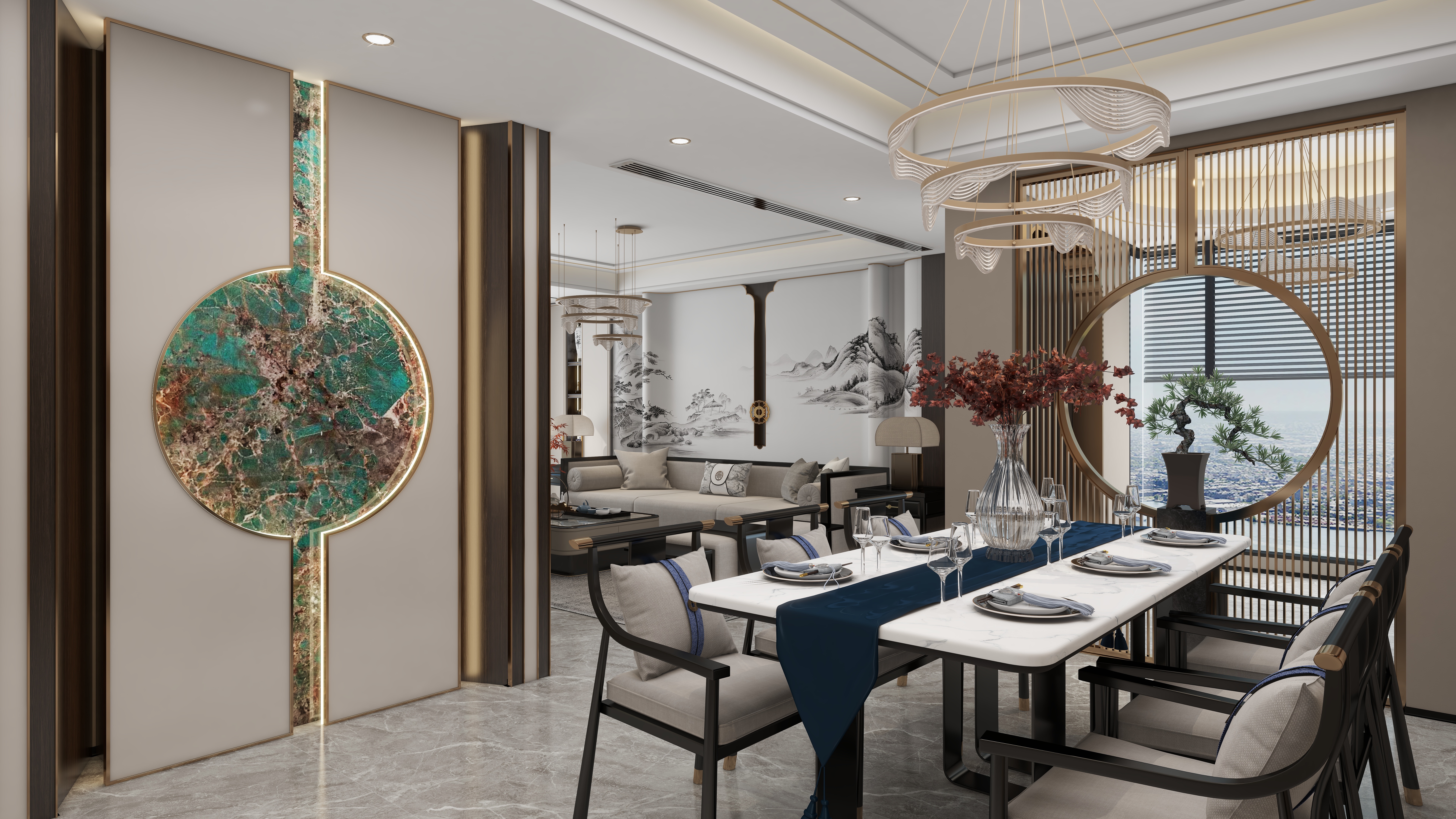 K-HX-【新中式】客餐厅-装修设计方案