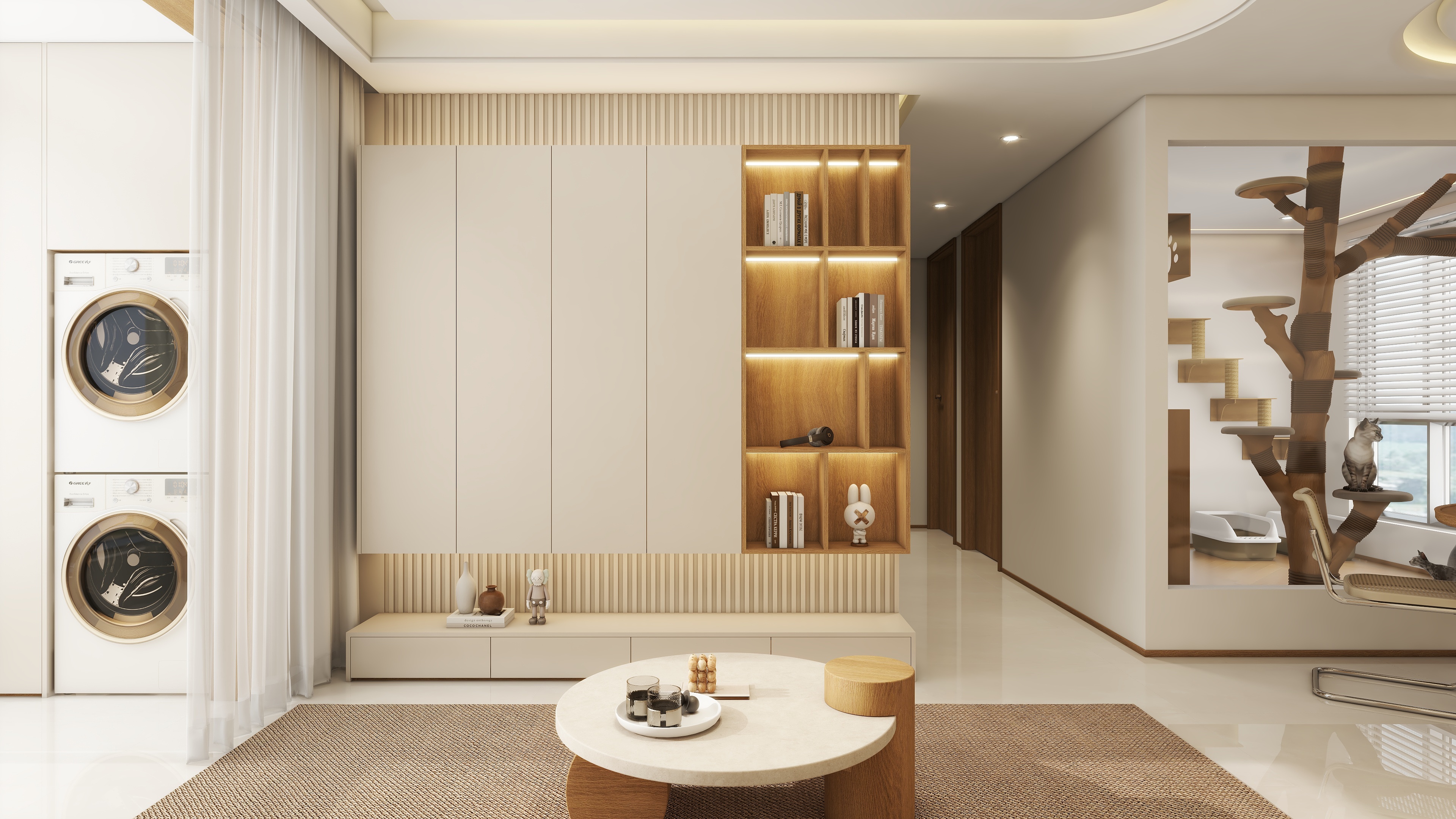 孙有权-『猫与鱼』82平丨奶油原木风一居装修效果图