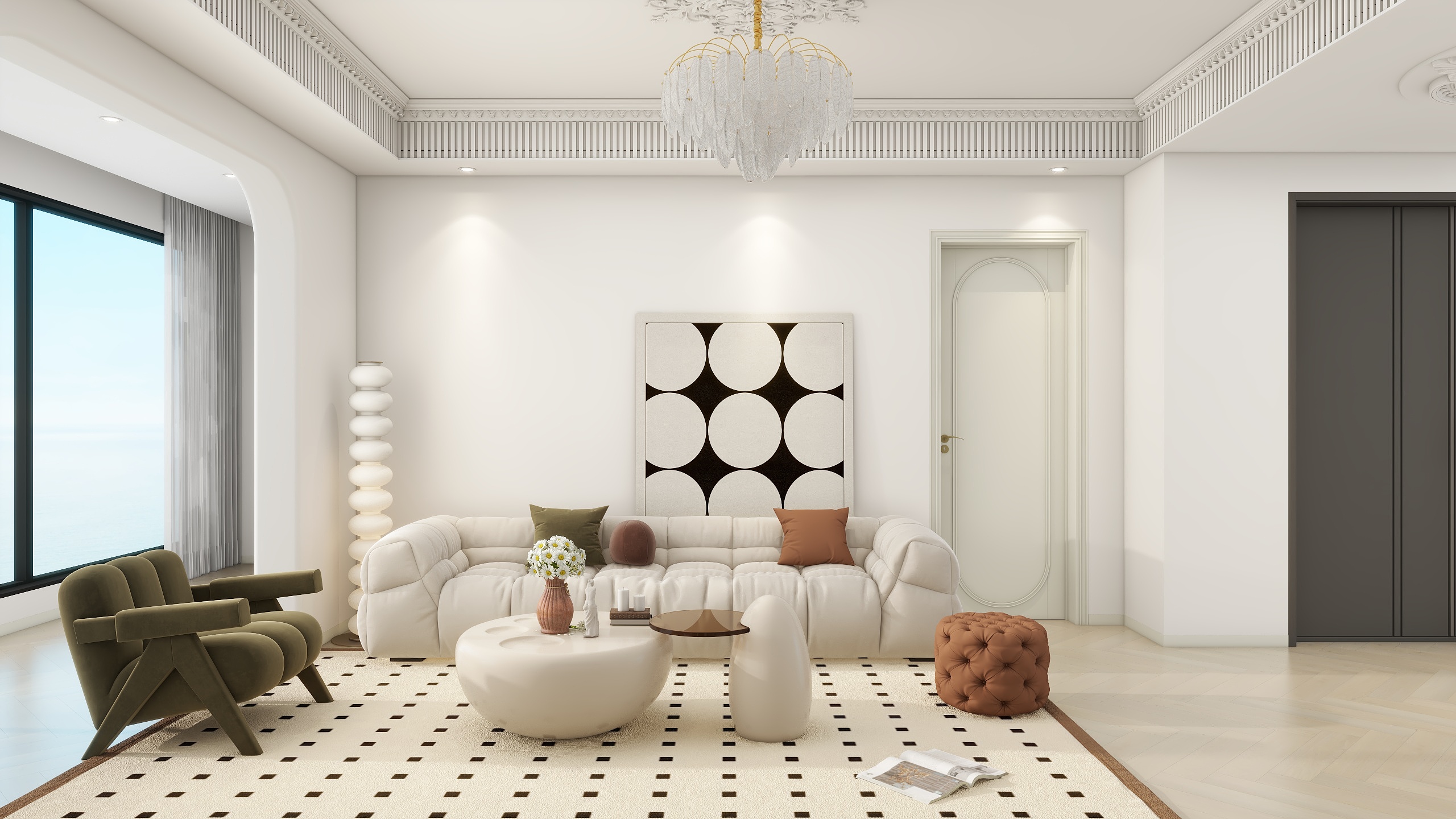 李青越-120平方法式复古三居室装修效果图